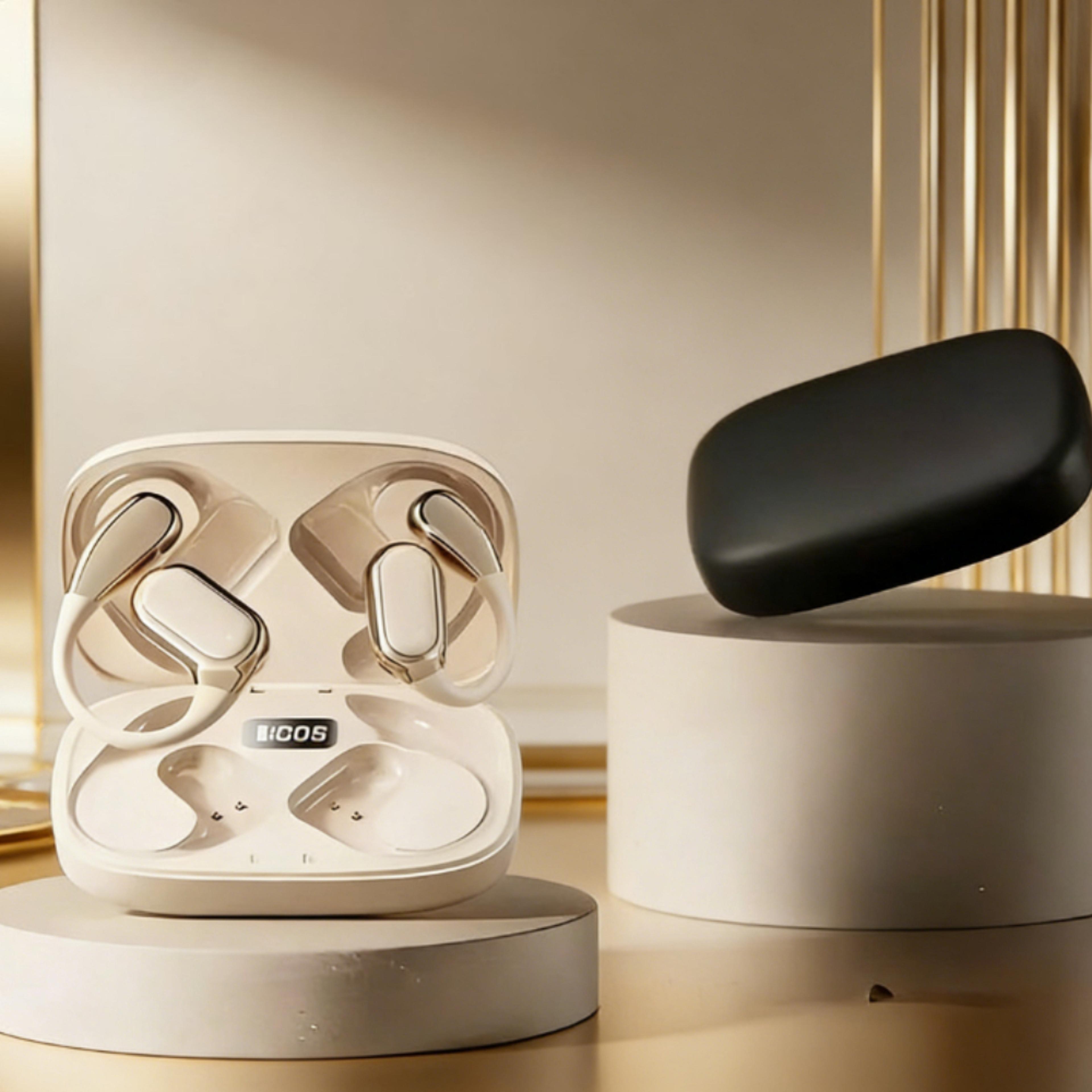 secure fit bluetooth ear hook earbuds with enc noise reduction