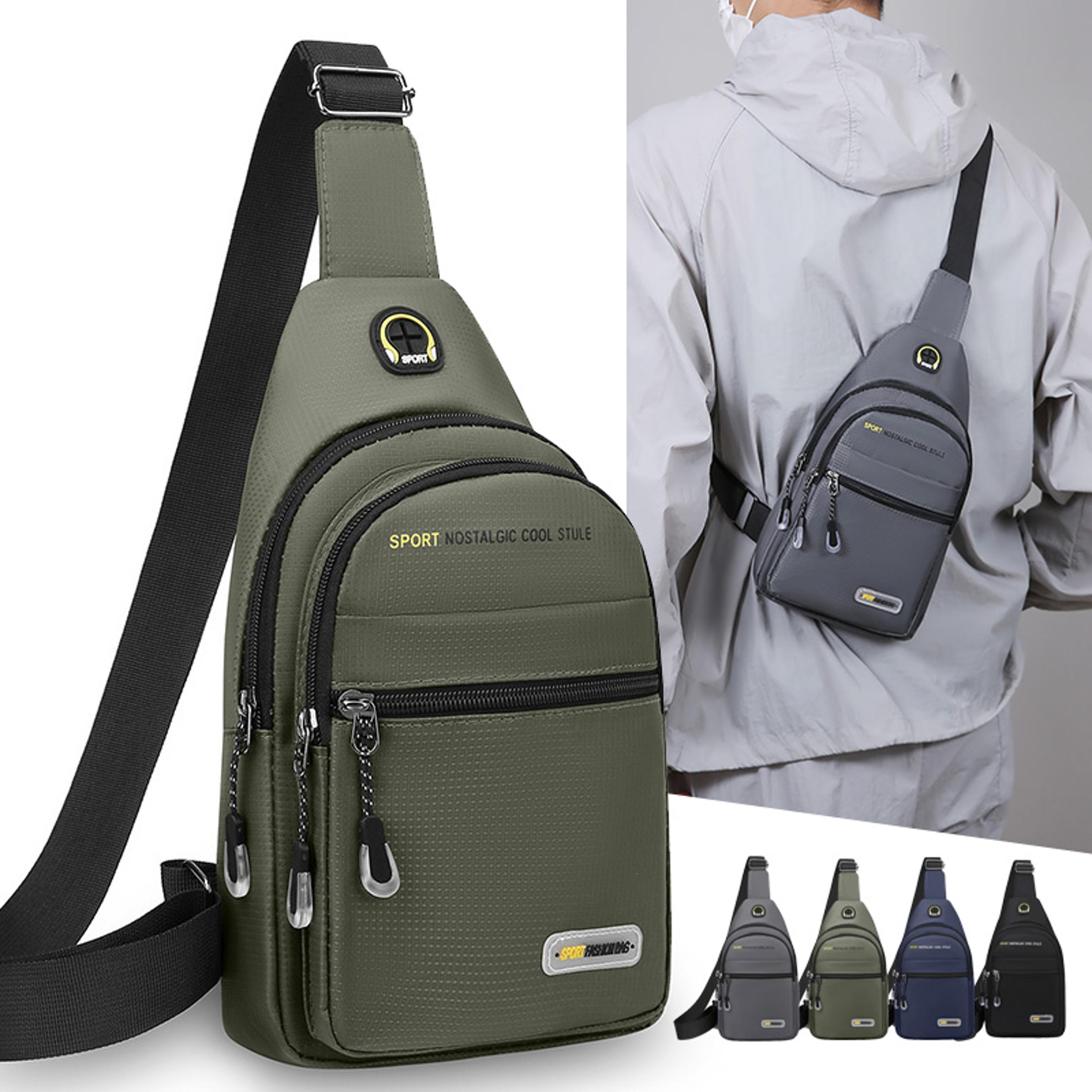 mens casual shoulder bag with multiple pockets lightweight multifunctional chest bag