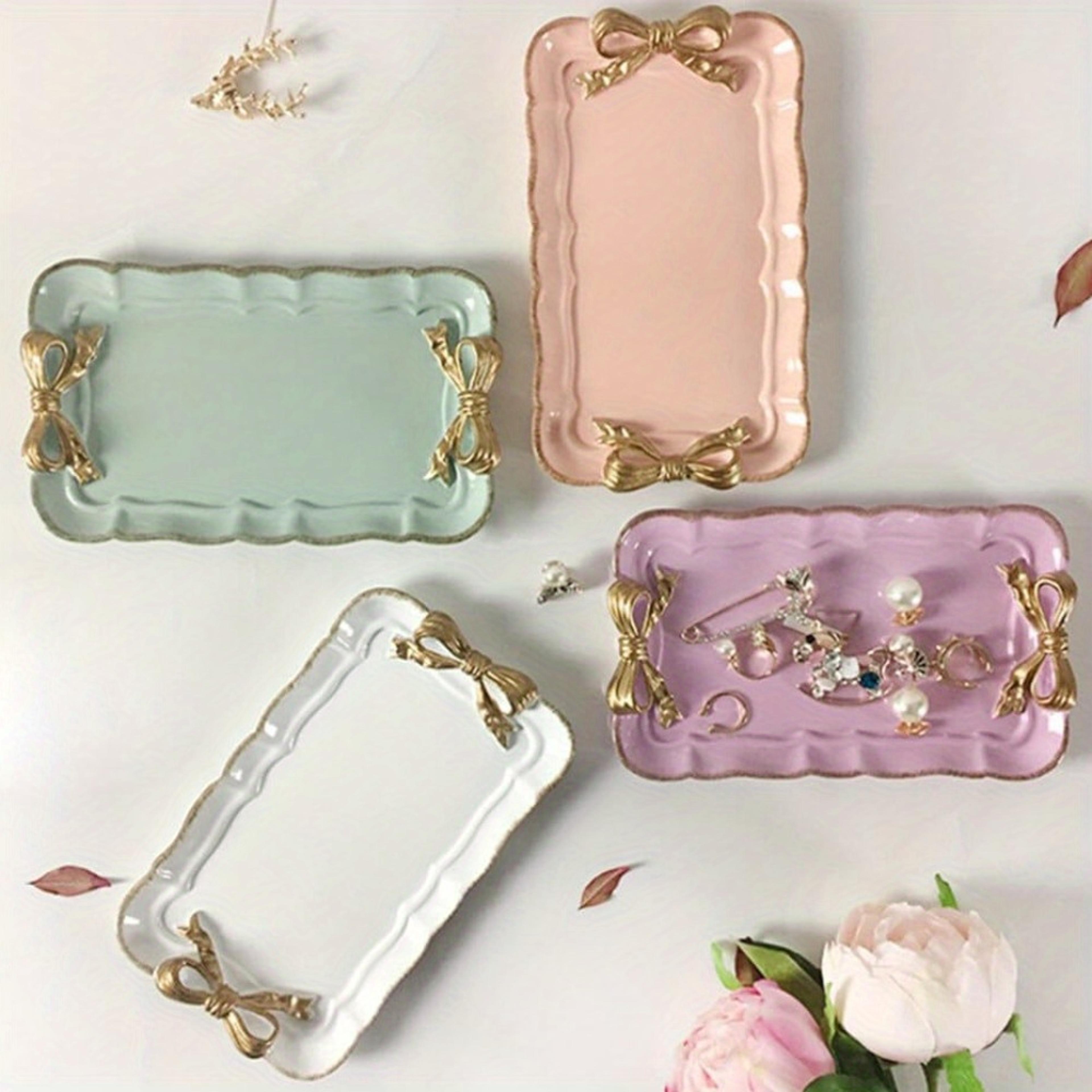 elegant bow resin dessert & jewelry tray decorative tray organizer for parties & home