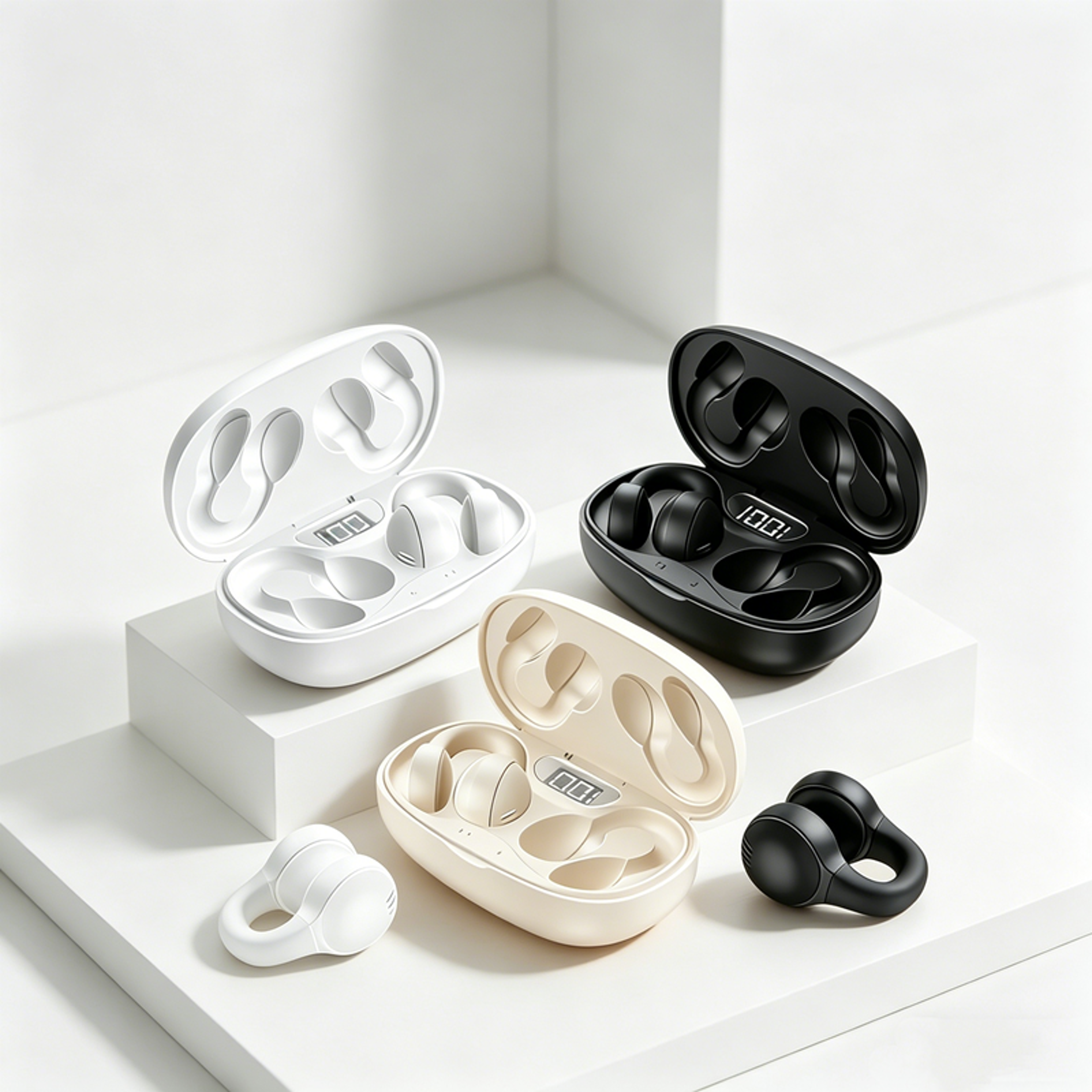 wireless bluetooth earbuds with noise reduction and power display