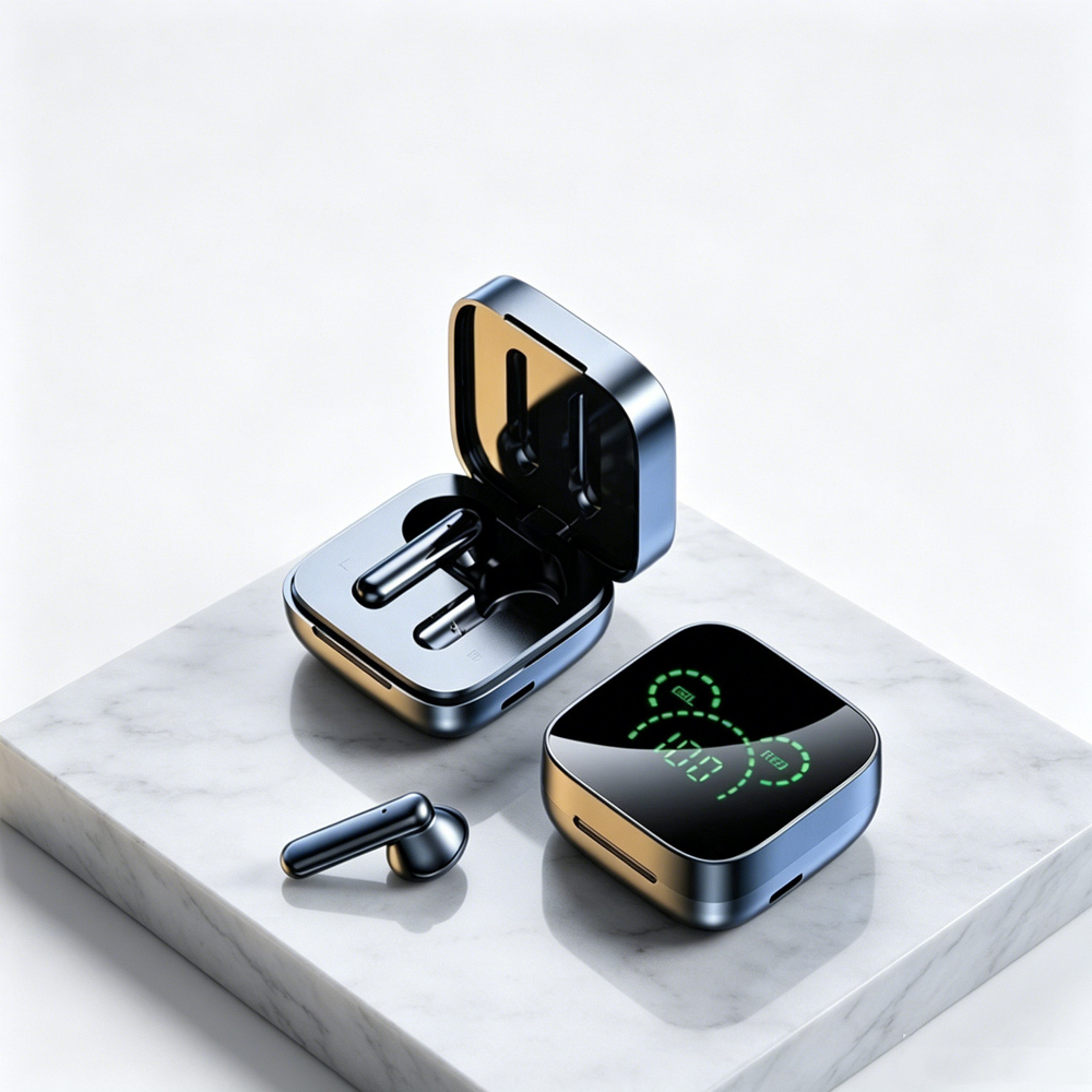 premium wireless bluetooth earbuds with touch control and led display
