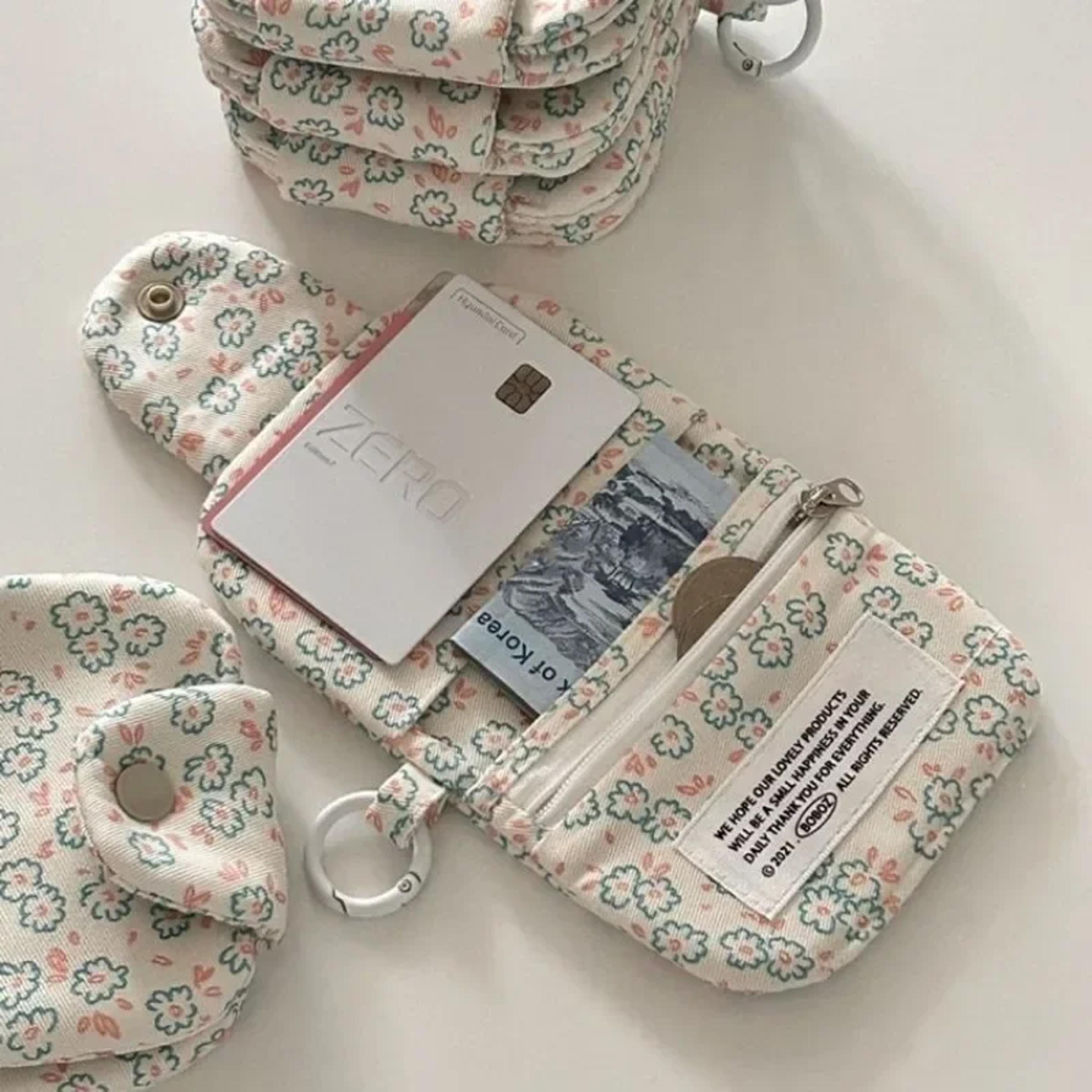 cute floral mini wallet & student coin purse portable cute card holder wallet for girls