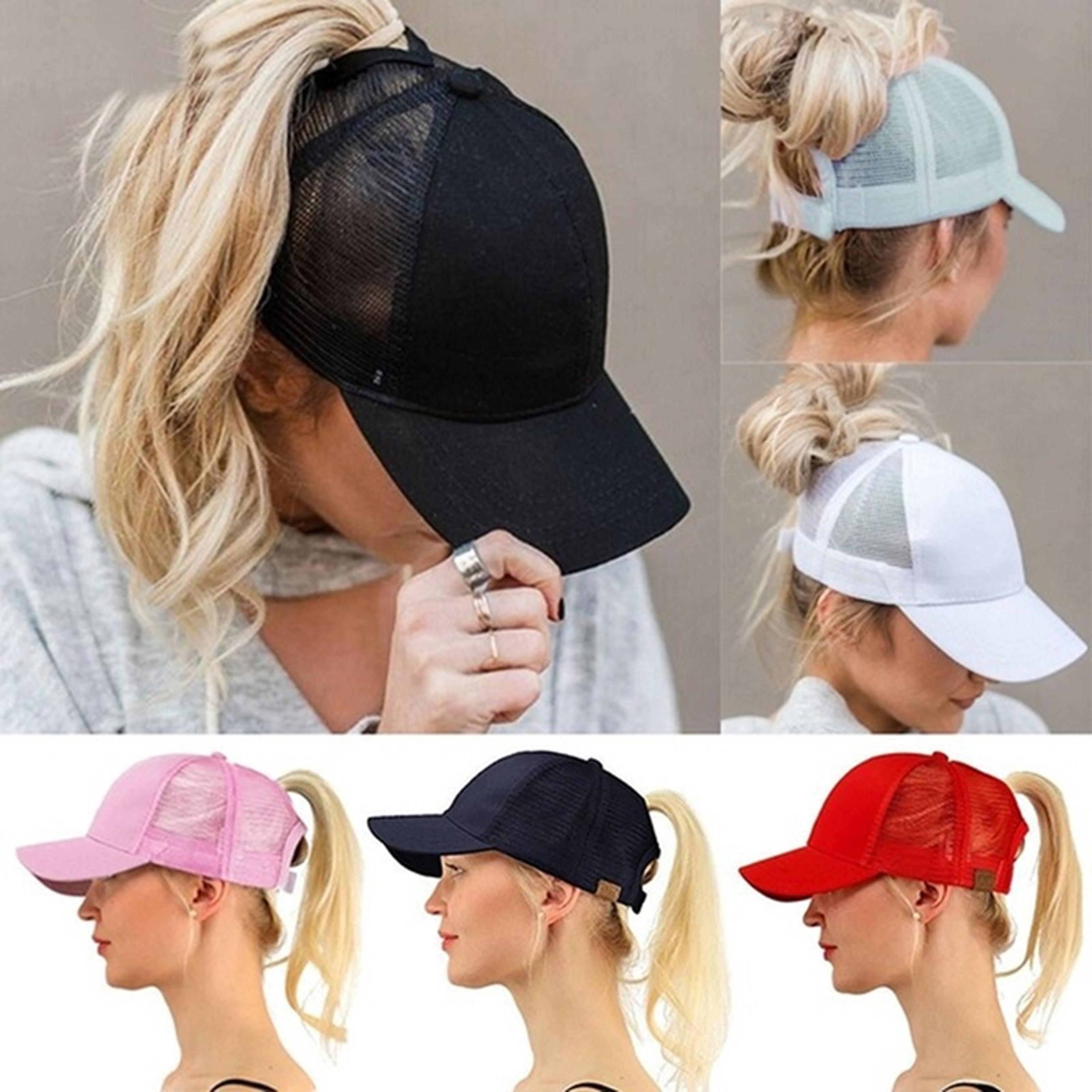 summer breathable high ponytail hat mesh baseball cap quick dry adjustable sun sports cap for women & men