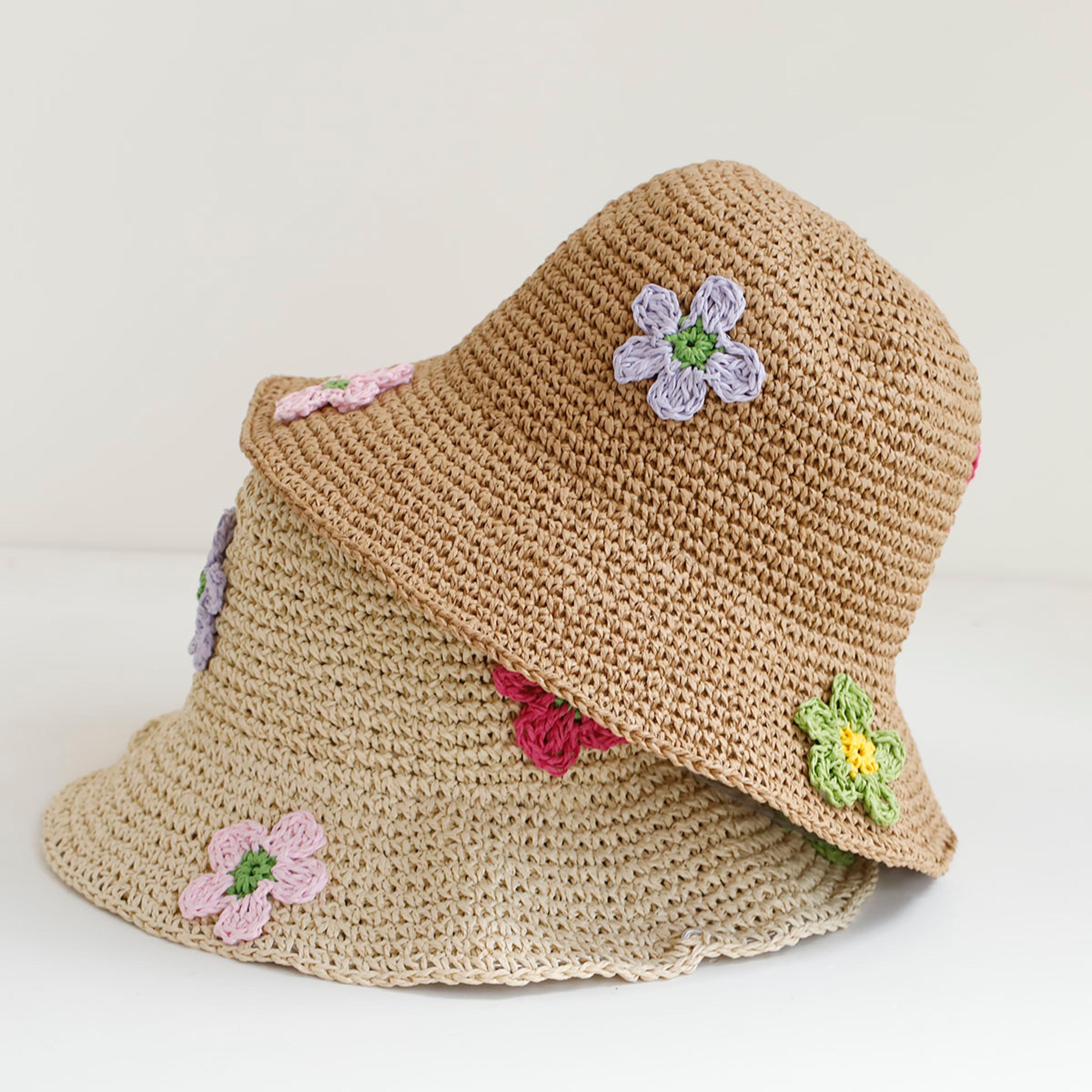elegant floral embroidered straw sun hat womens beach floppy summer bucket hat