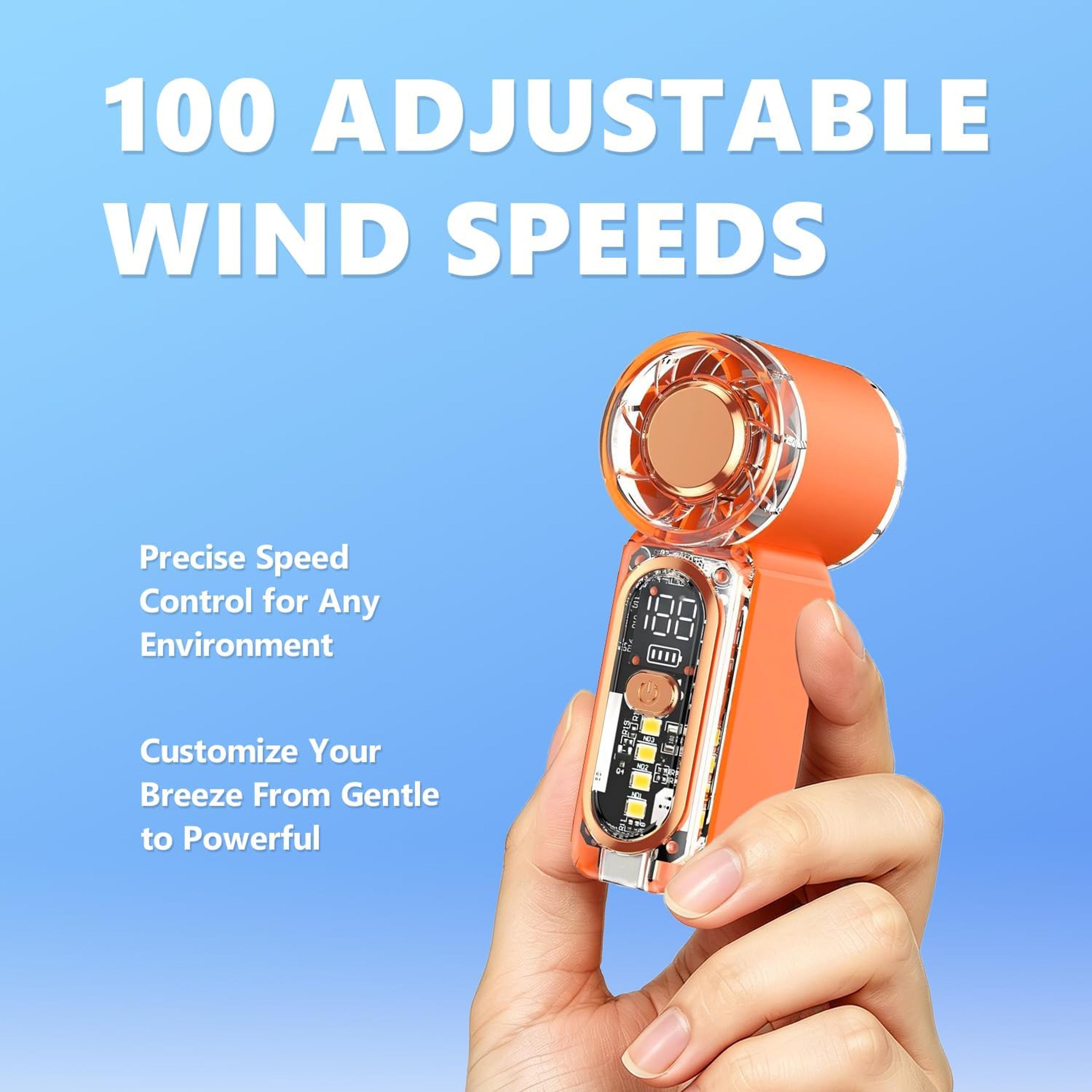 premium portable handheld fan rechargeable mini fan with digital display & speed controls