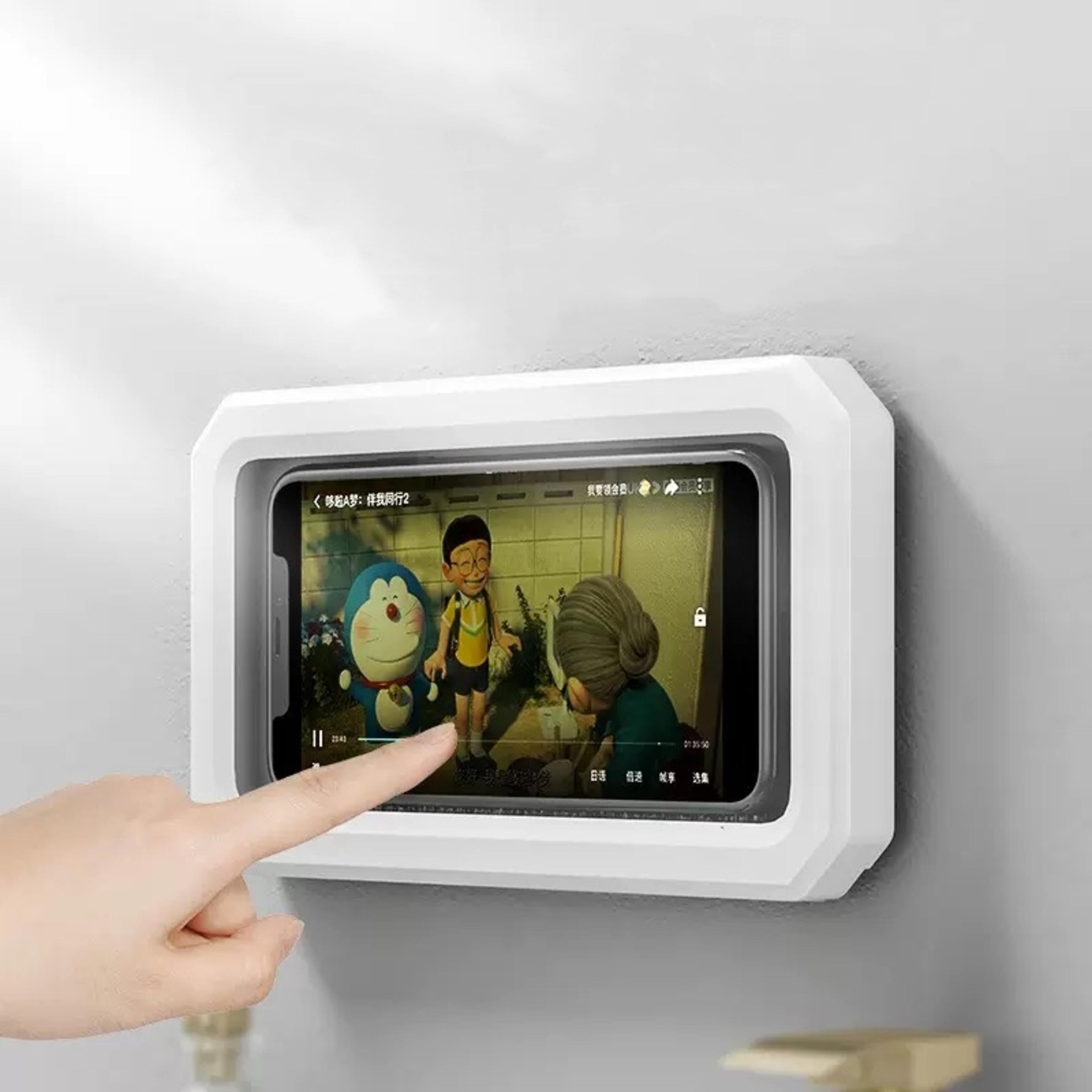 ultimate waterproof shower phone holder with suction cup mount & touchscreen access