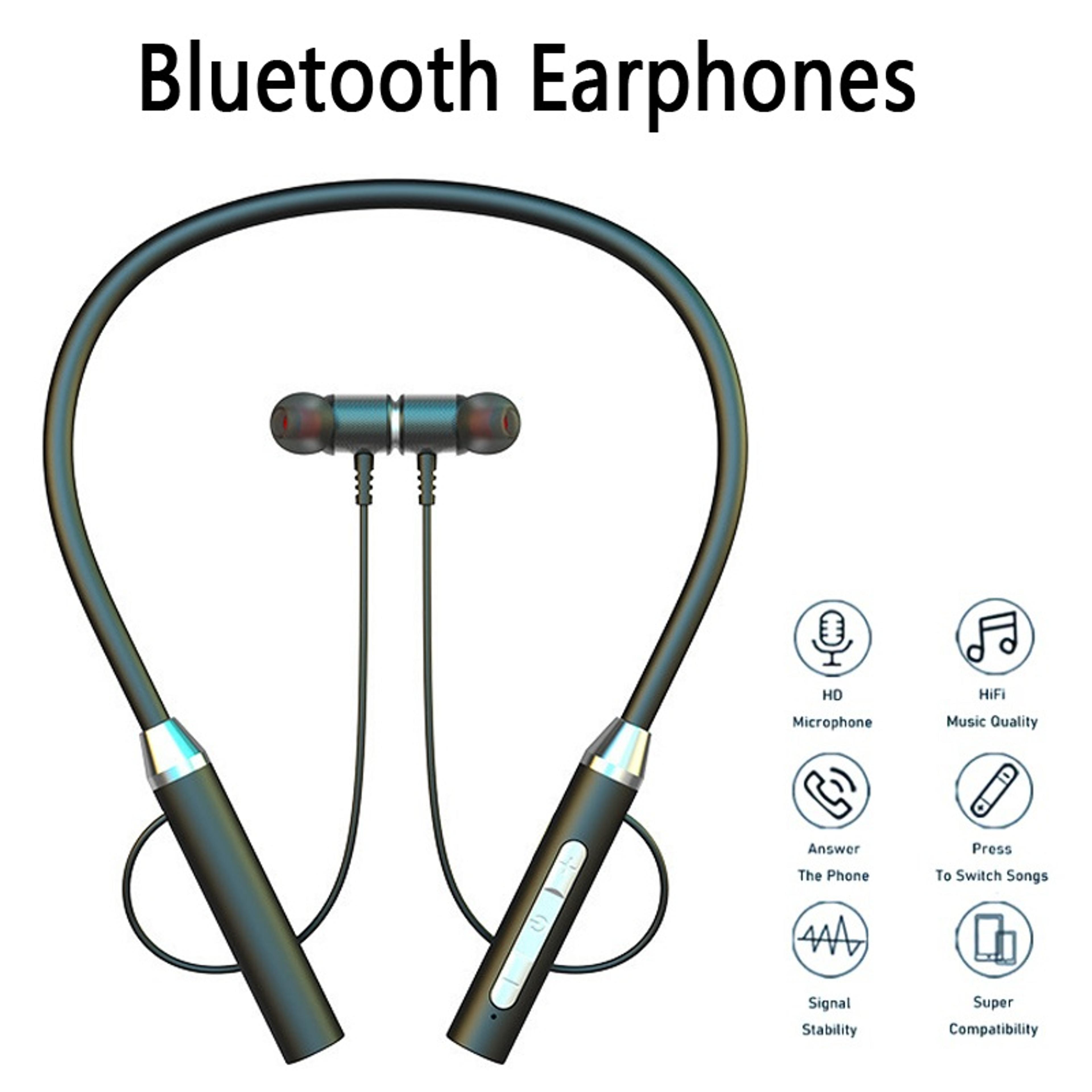 wireless bluetooth neckband sports earphones waterproof magnetic stereo headset