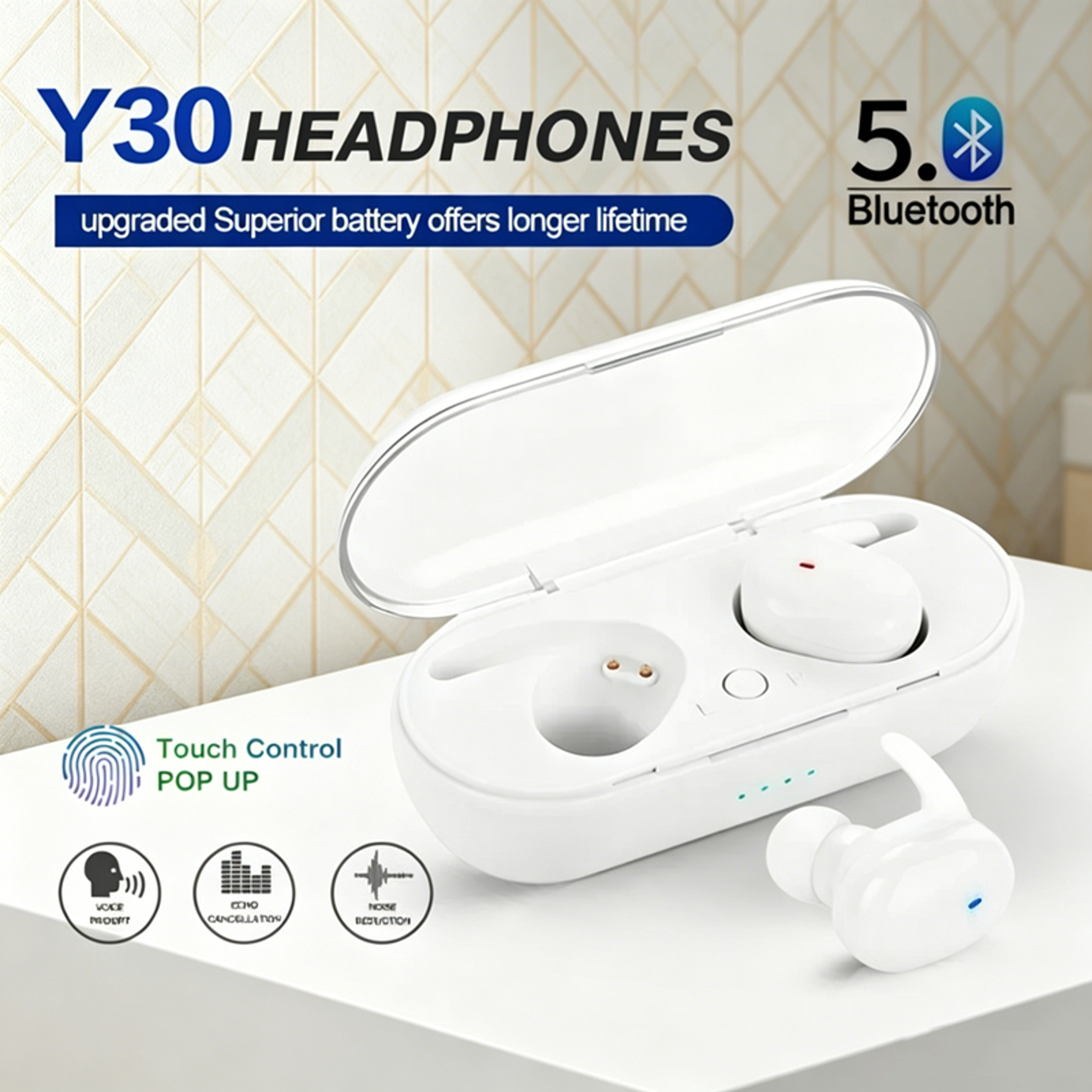 wireless earbuds bluetooth earphones with noise reduction and charging case