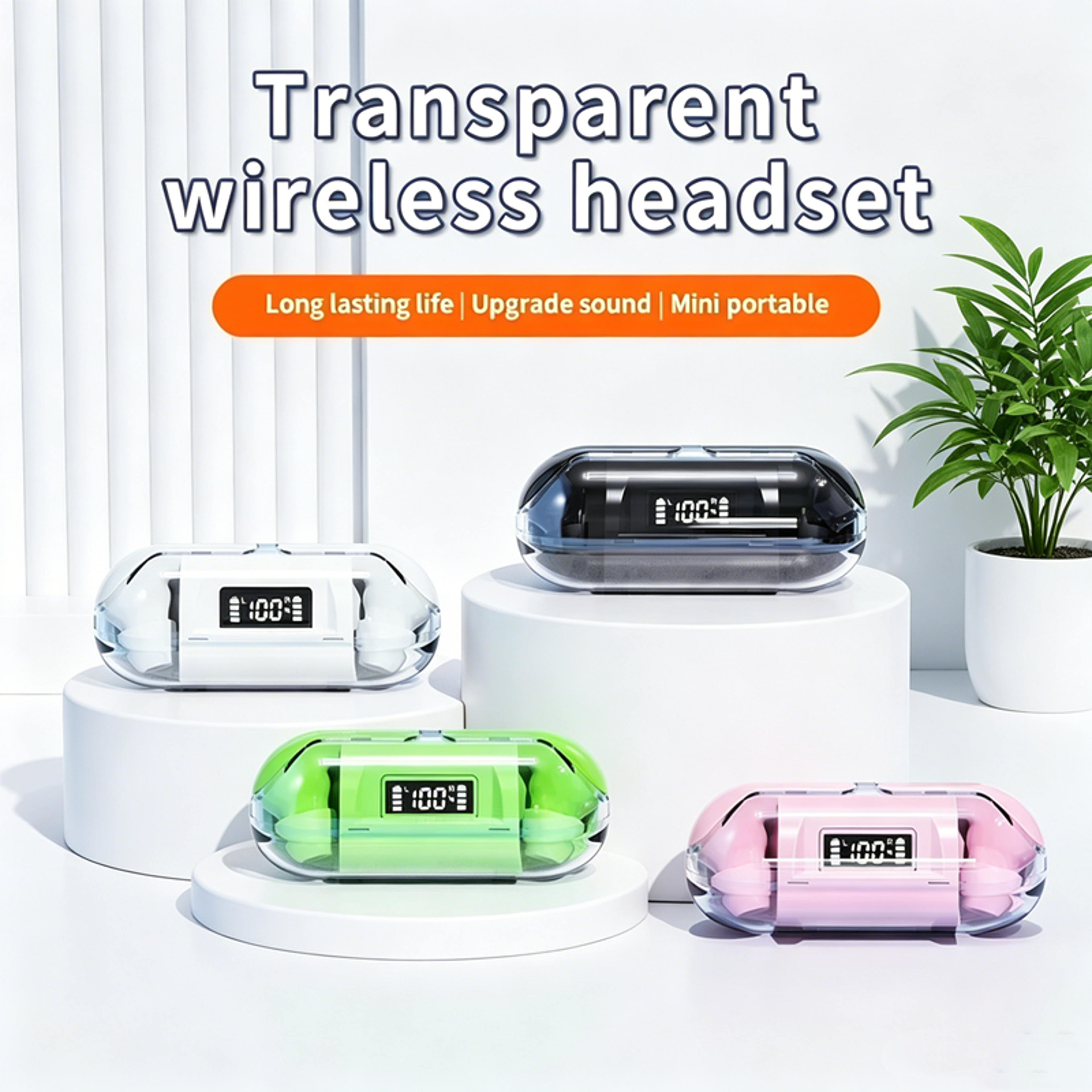 smart display tws wireless earbuds with mic for sport and calls