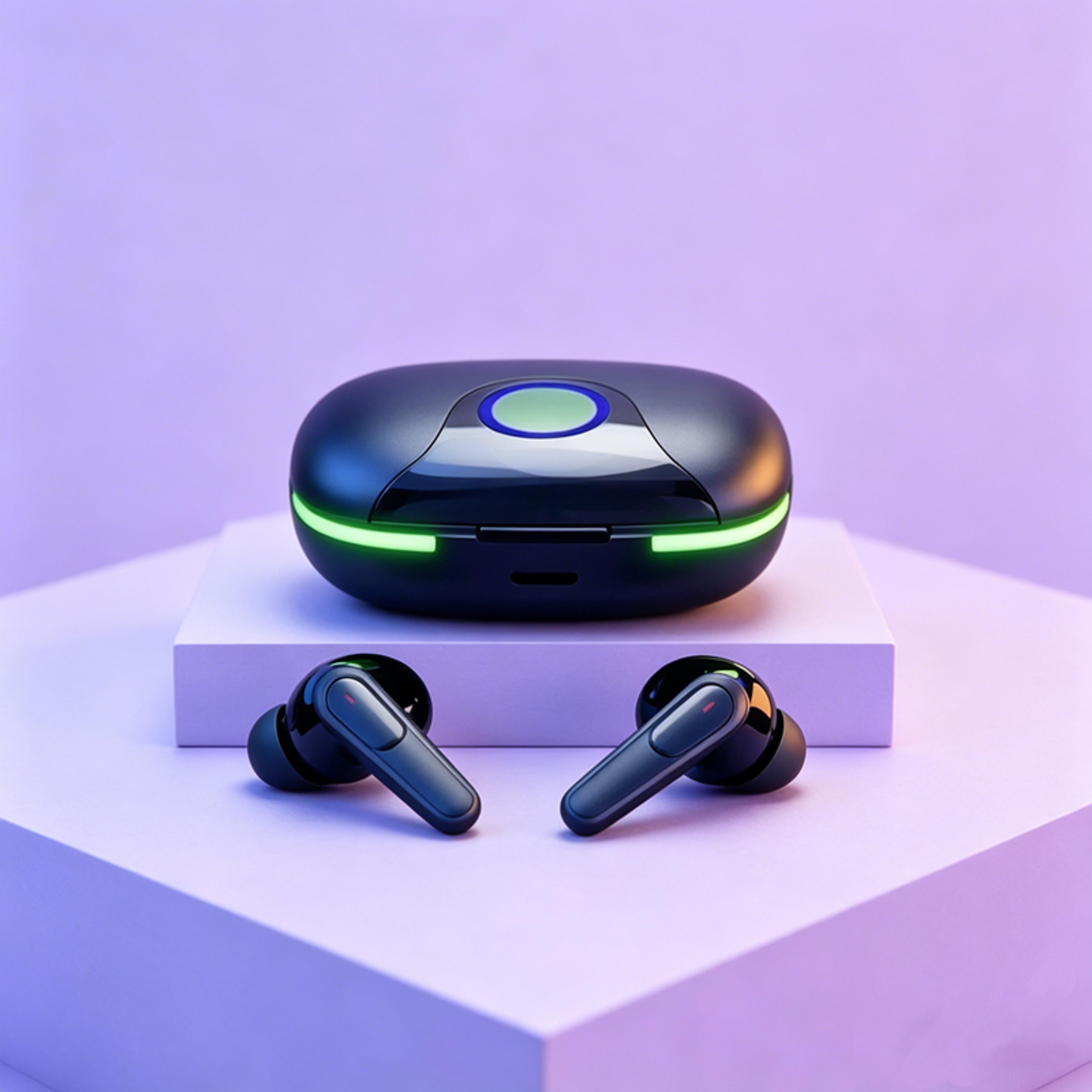 hifi wireless earbuds with led display and mic for sports