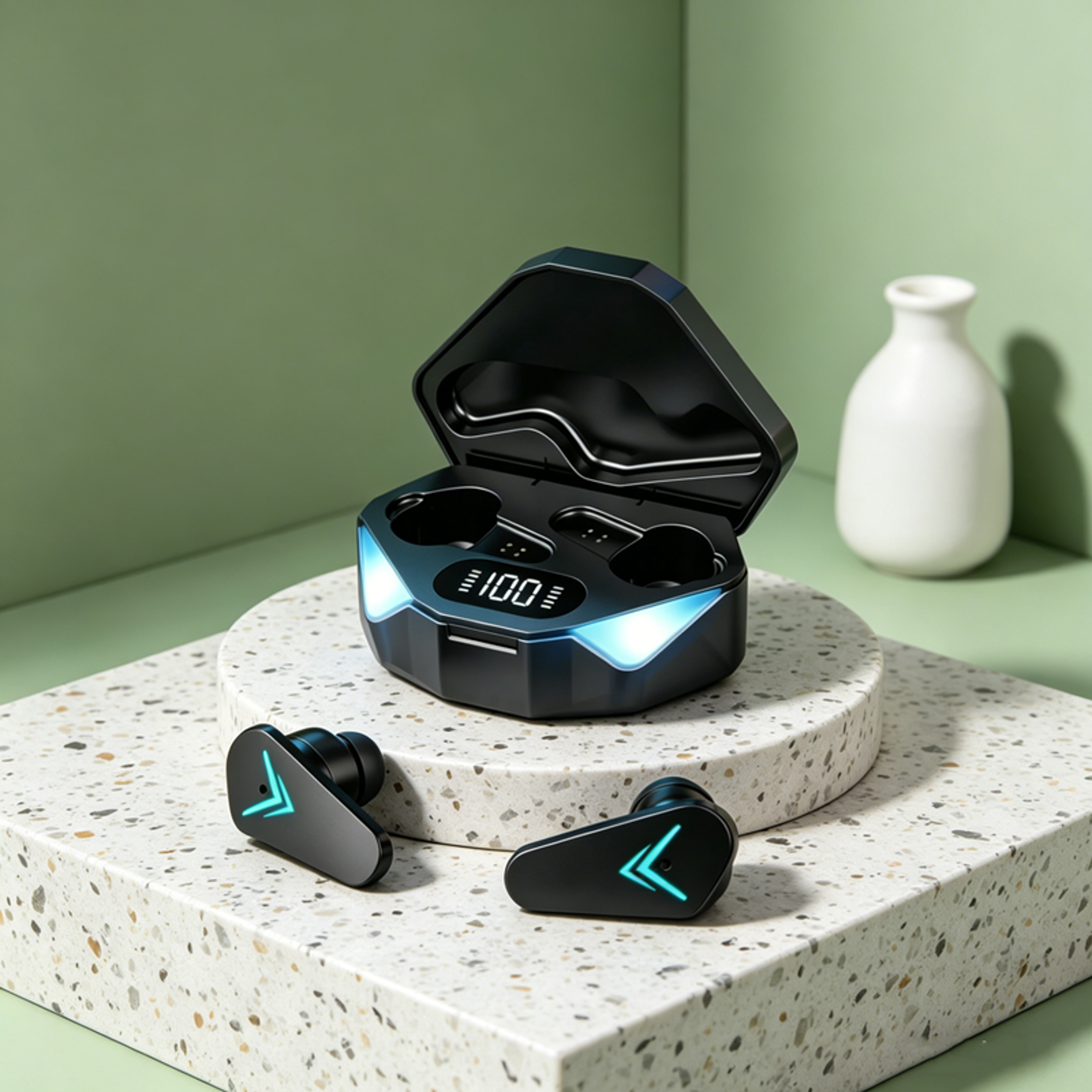 low latency gaming earbuds with mic and stereo sound