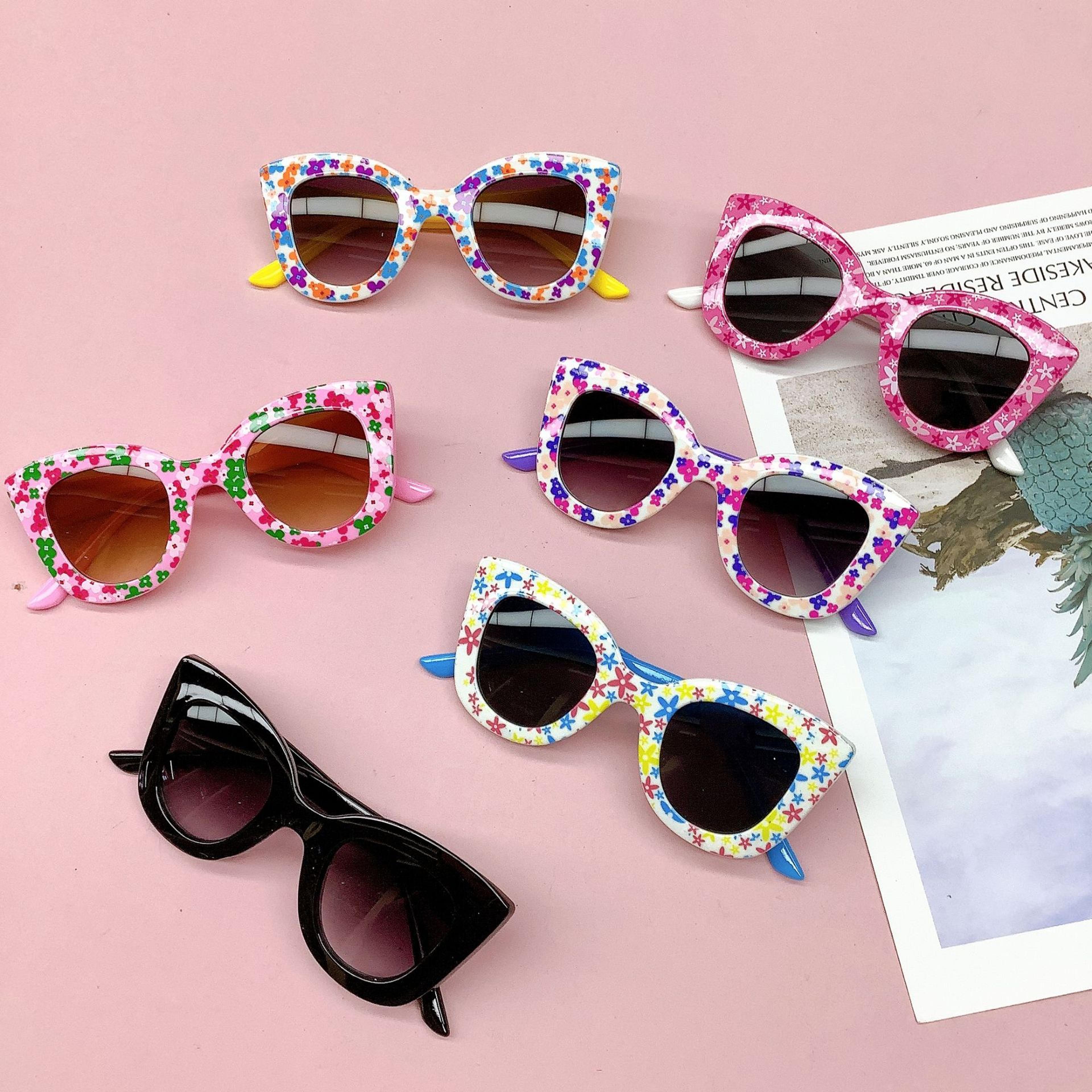 kids sunglasses with anti uv flower frames for boys and girls