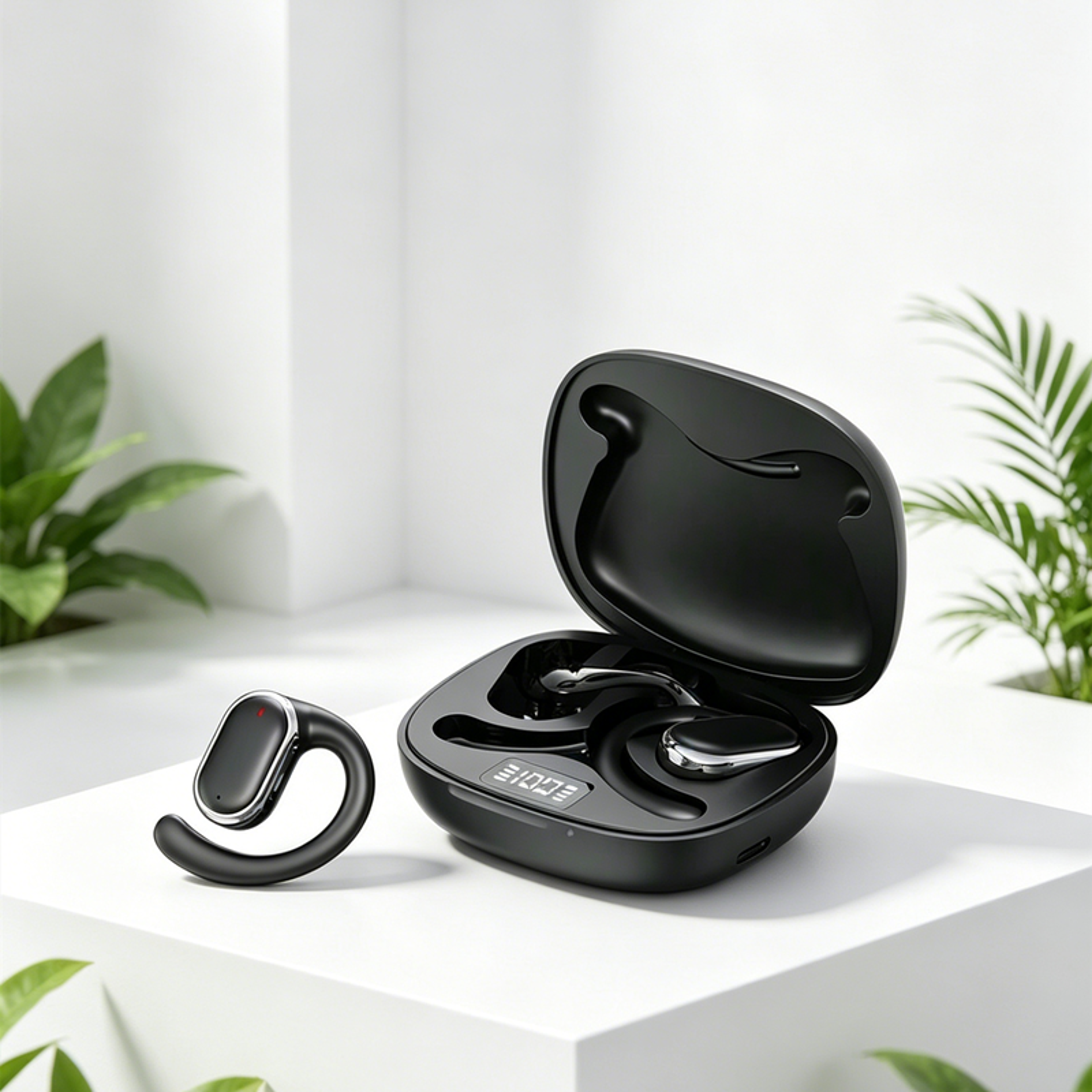 wireless ear hanging headset with noise reduction waterproof earphones