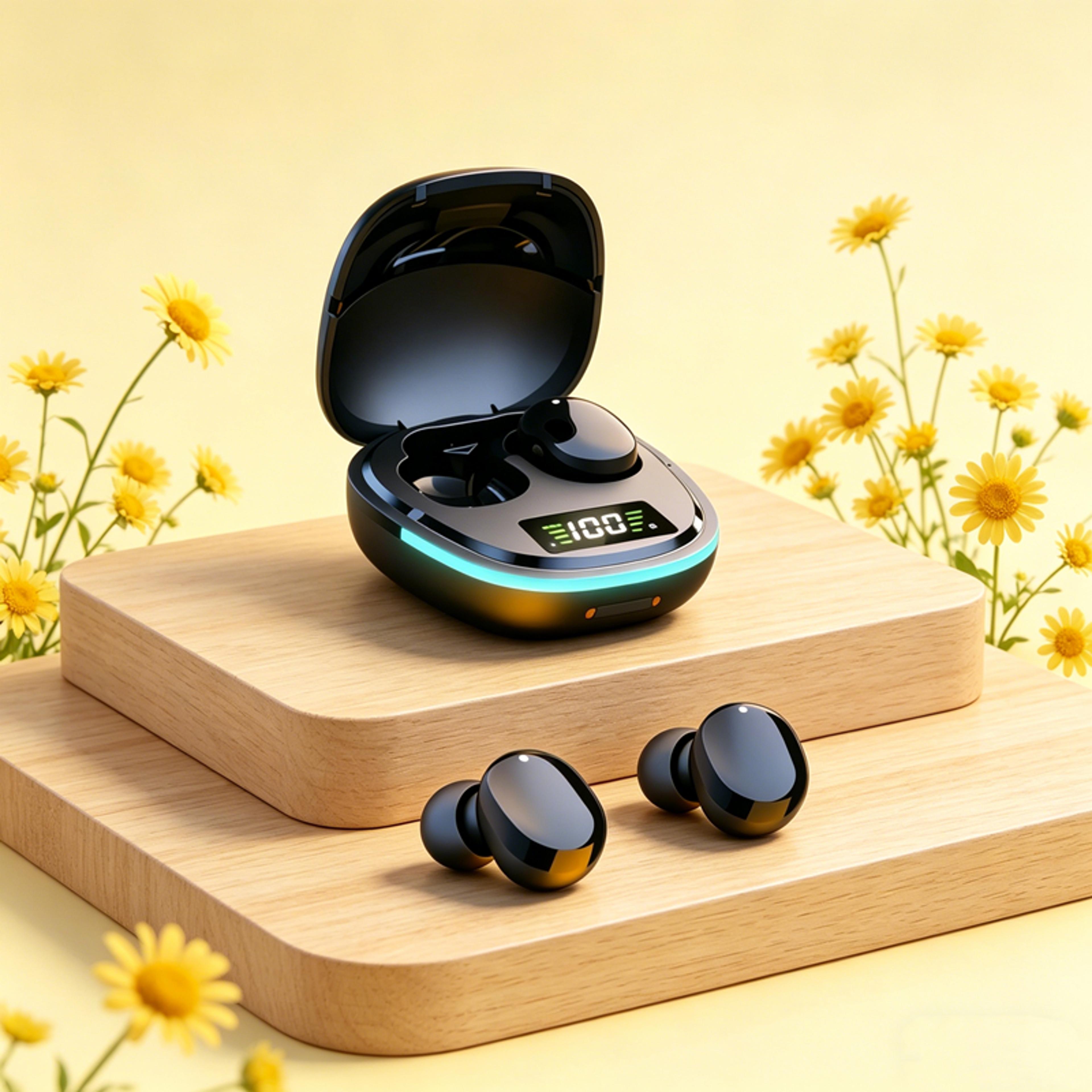 waterproof wireless earbuds with digital display charging case