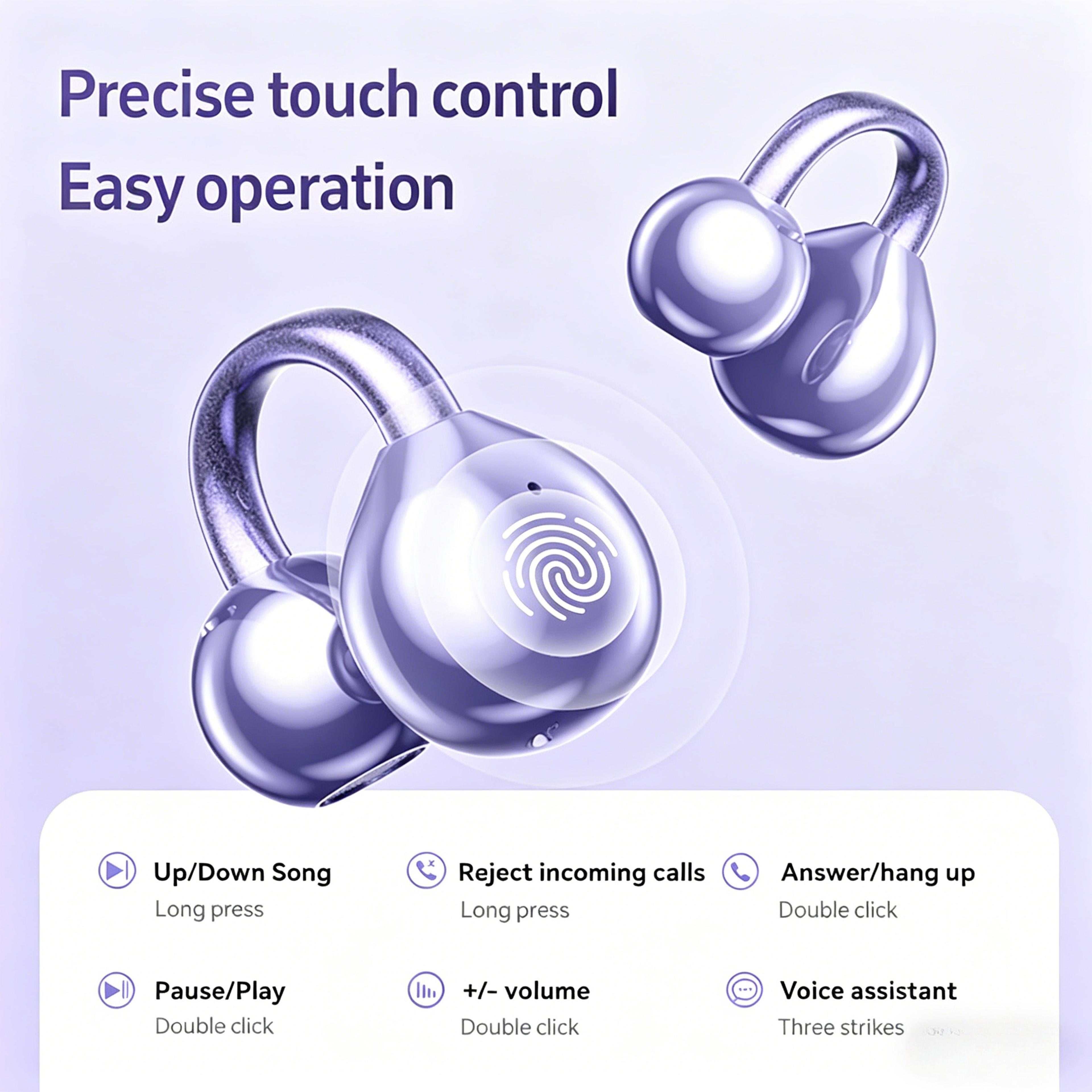 clip on earbuds open ear bluetooth headphones for small ears with playtime