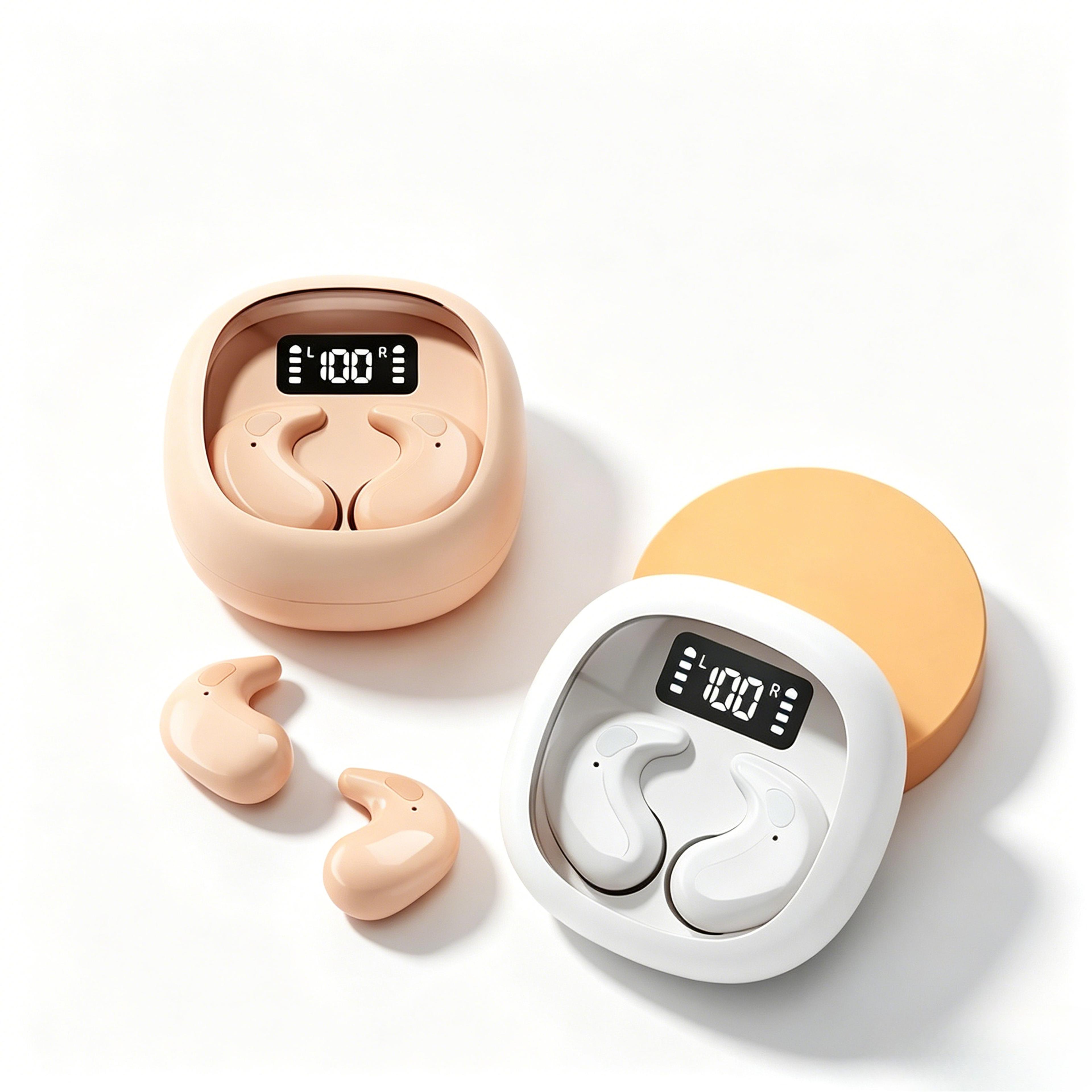 sleep friendly mini bluetooth earbuds with led display and built in mic