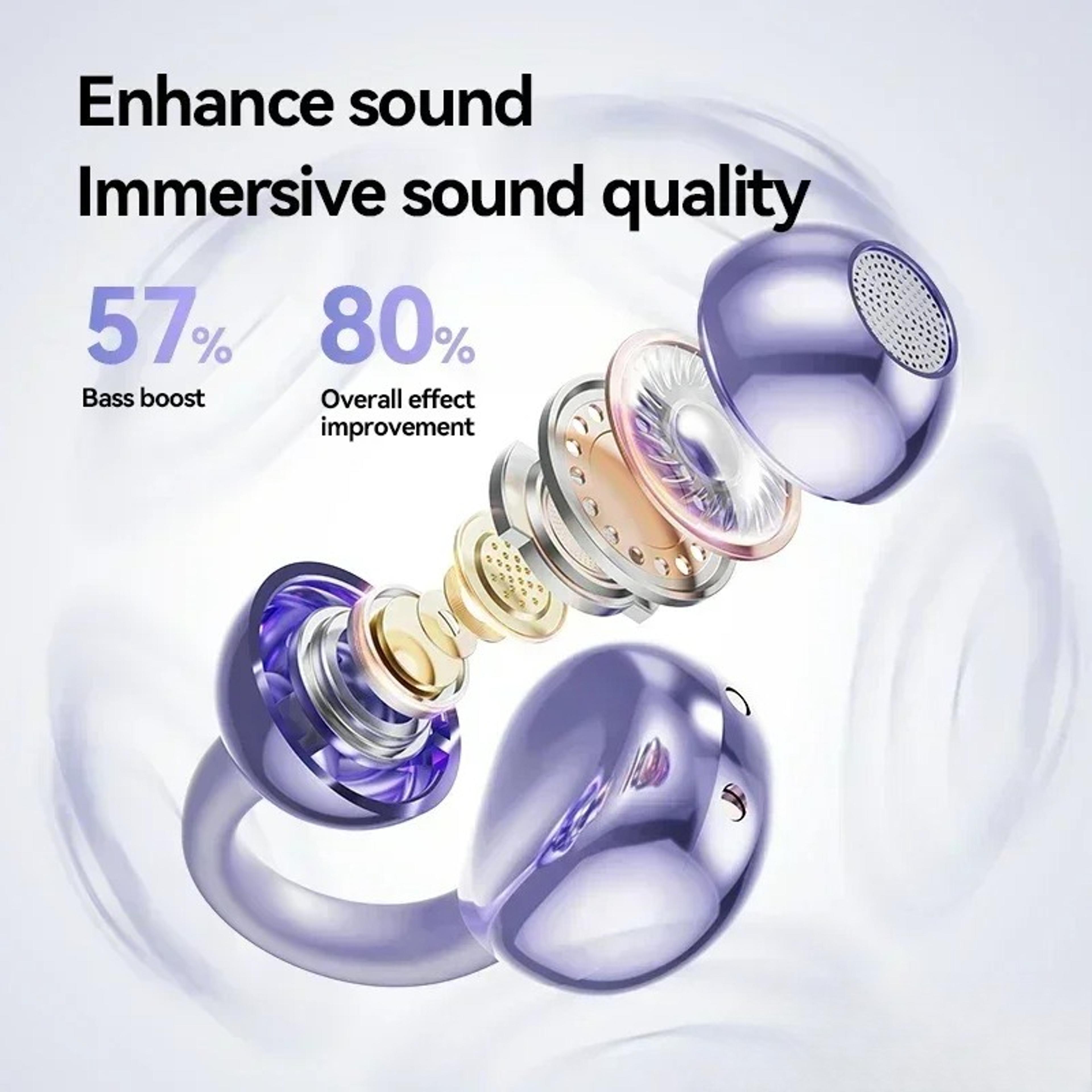 open ear clip earbuds with enc mic and touch control