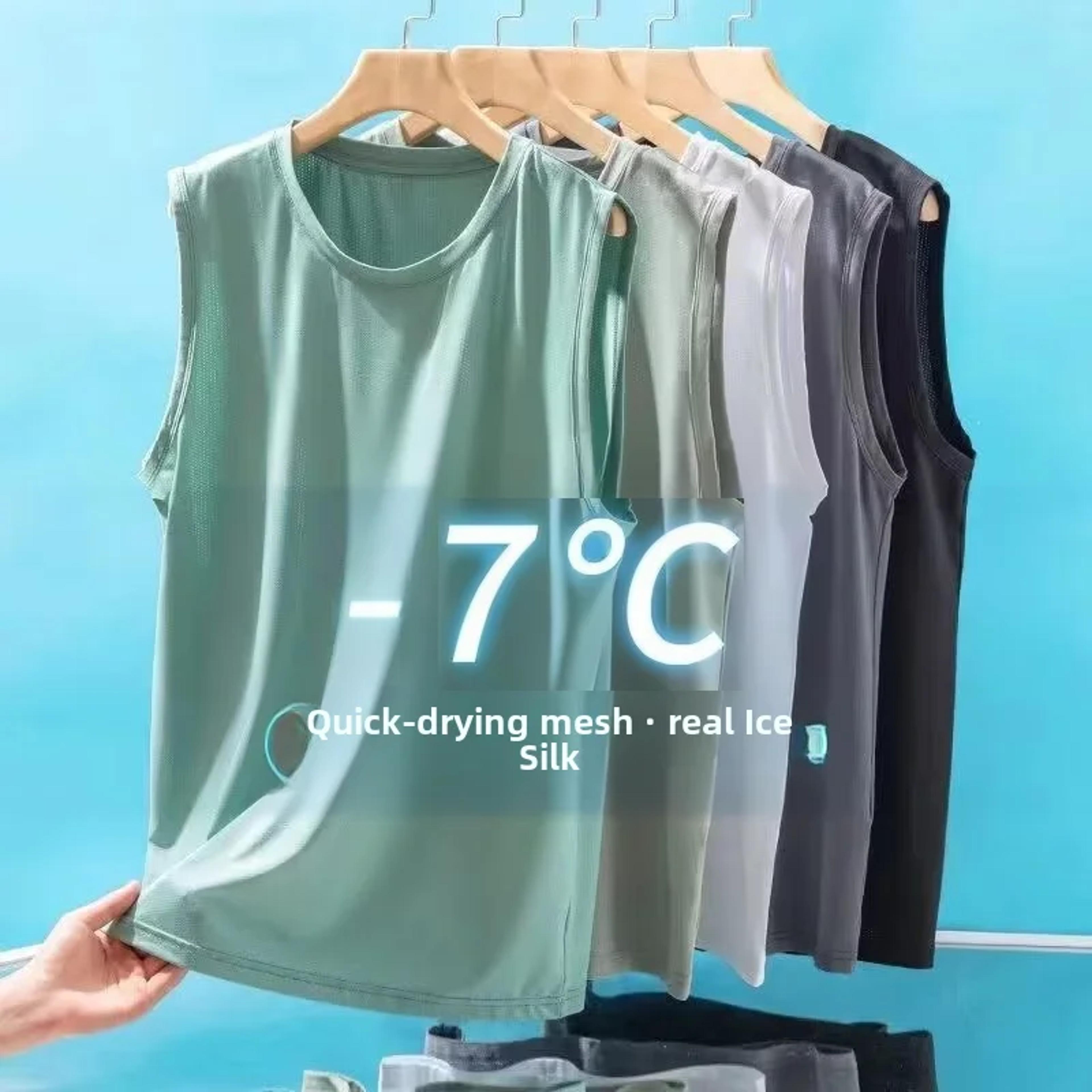 mens ice silk mesh vest lightweight breathable summer tank top sports sleeveless shirt