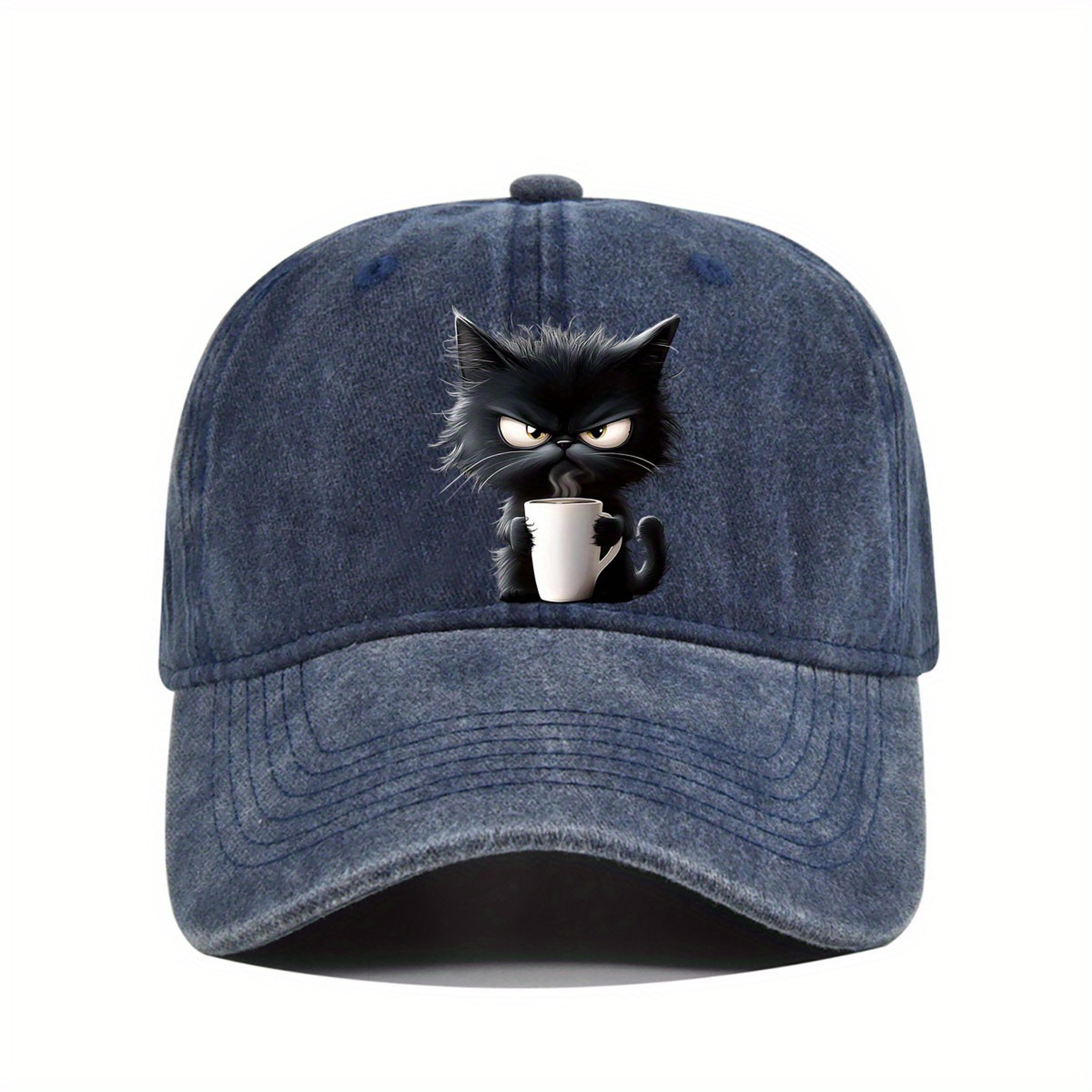 coffee cat printed baseball cap unisex casual sun protection travel hat