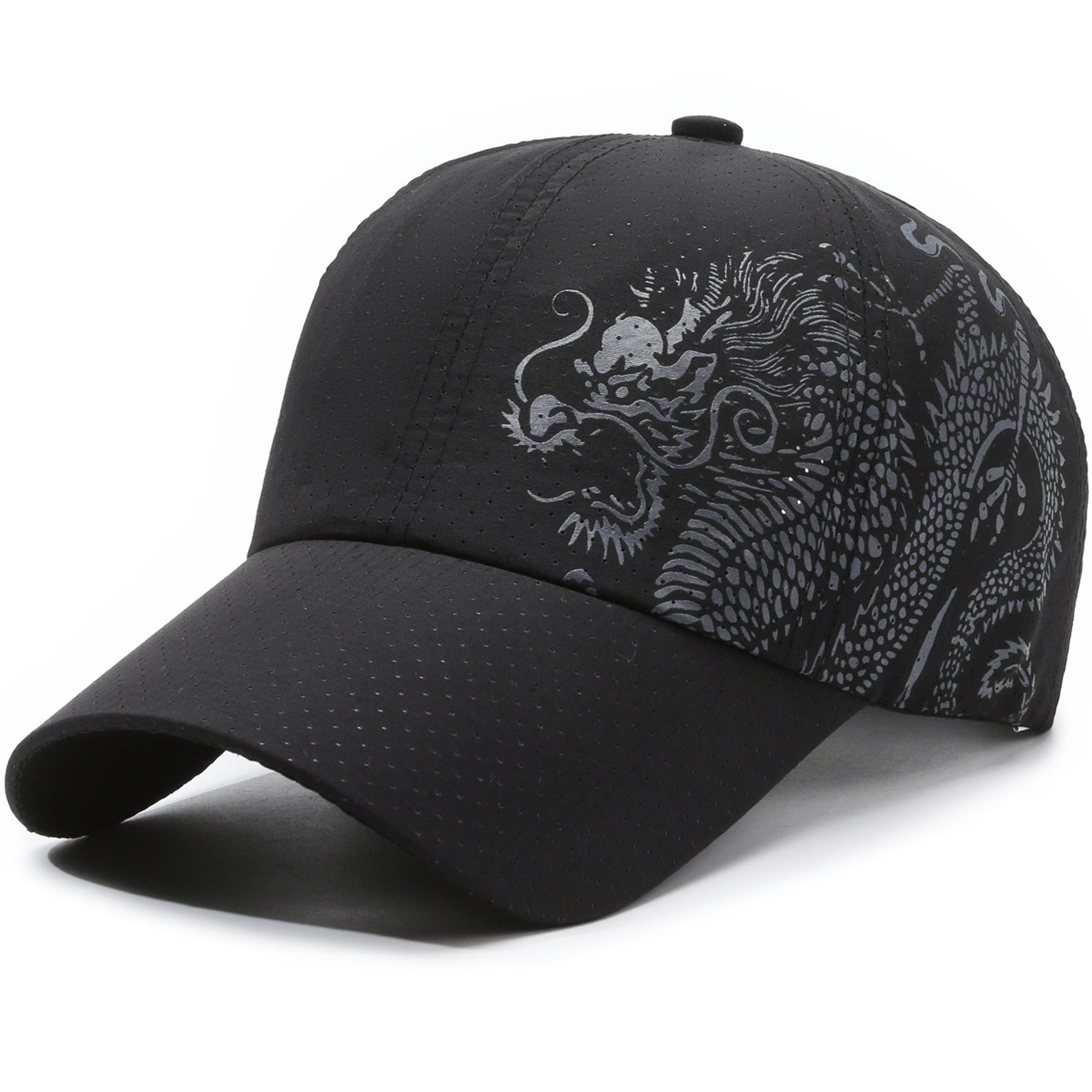 dragon print quick dry baseball cap sun protection duckbill summer sports hat