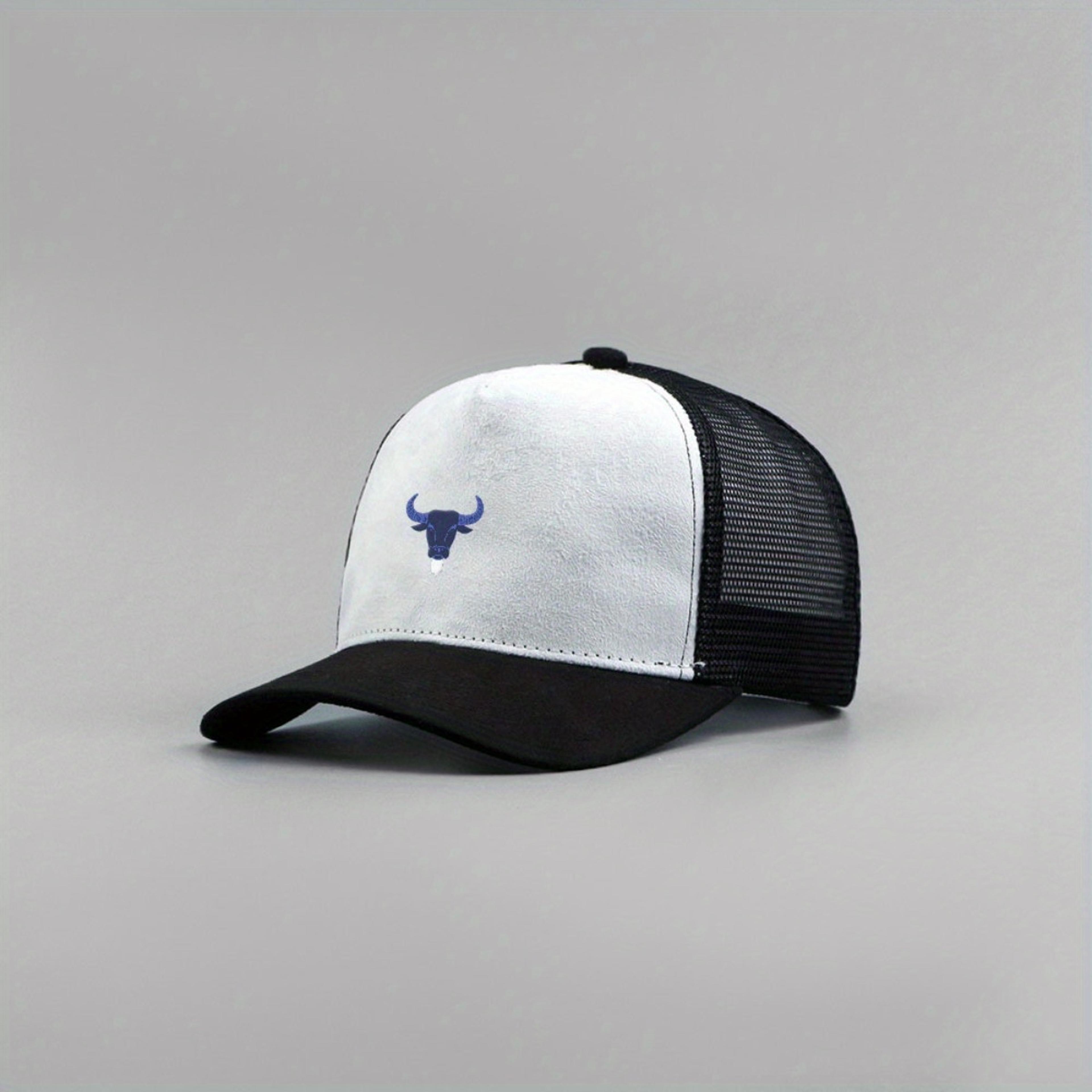 blue bull head mesh trucker hat unisex breathable outdoor baseball cap