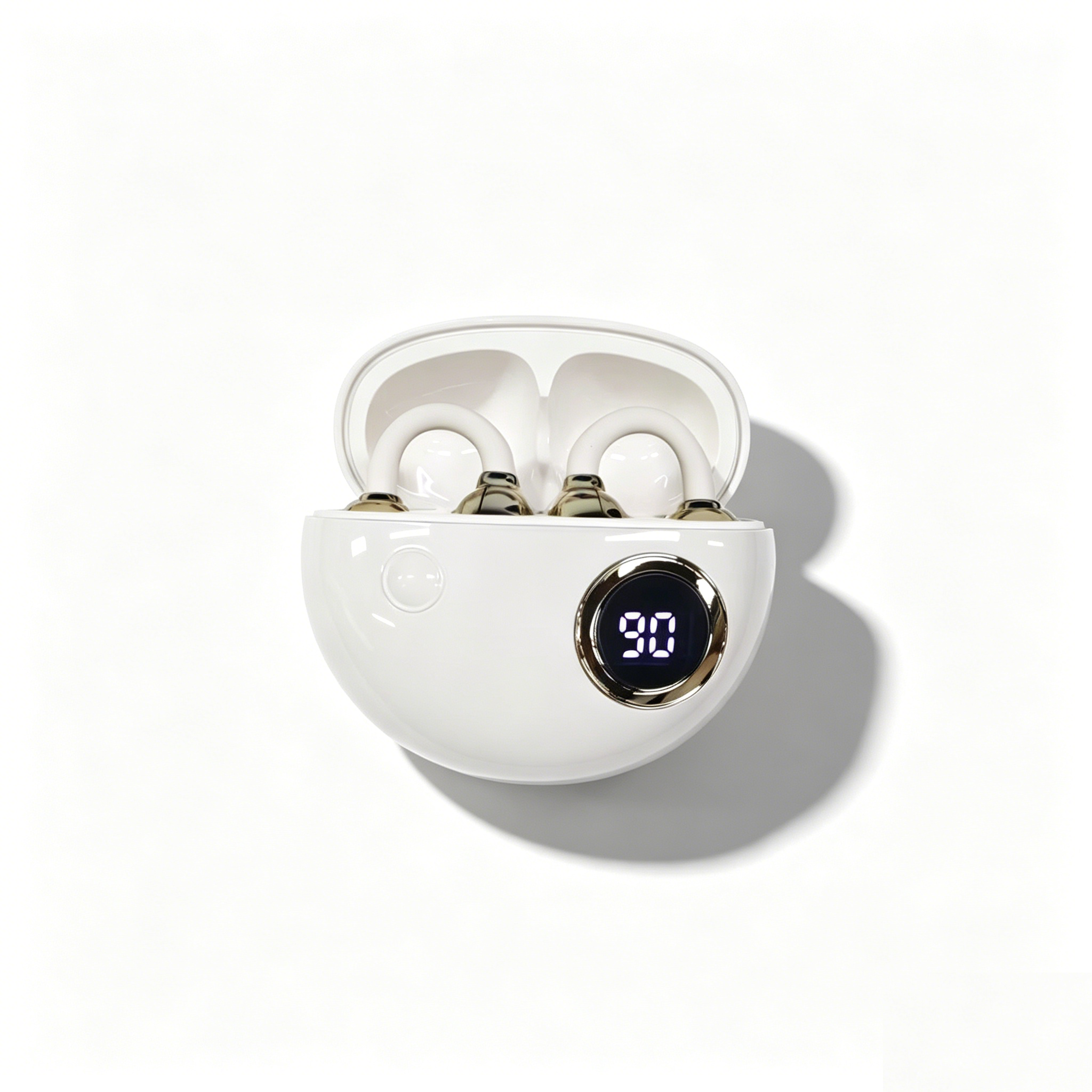 clip on wireless bluetooth earbuds with hi fi sound and battery display
