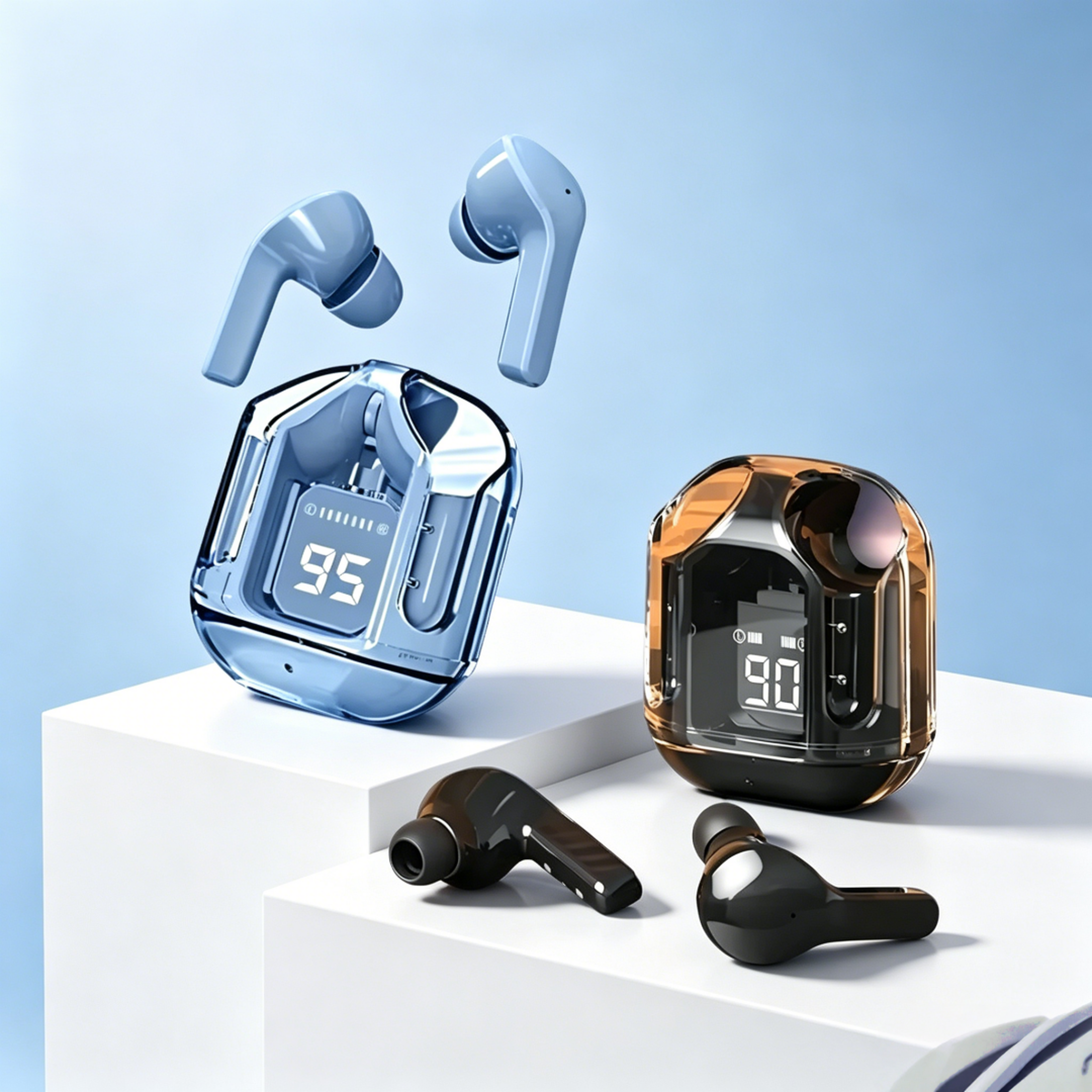 wireless mini earbuds with led display charging case