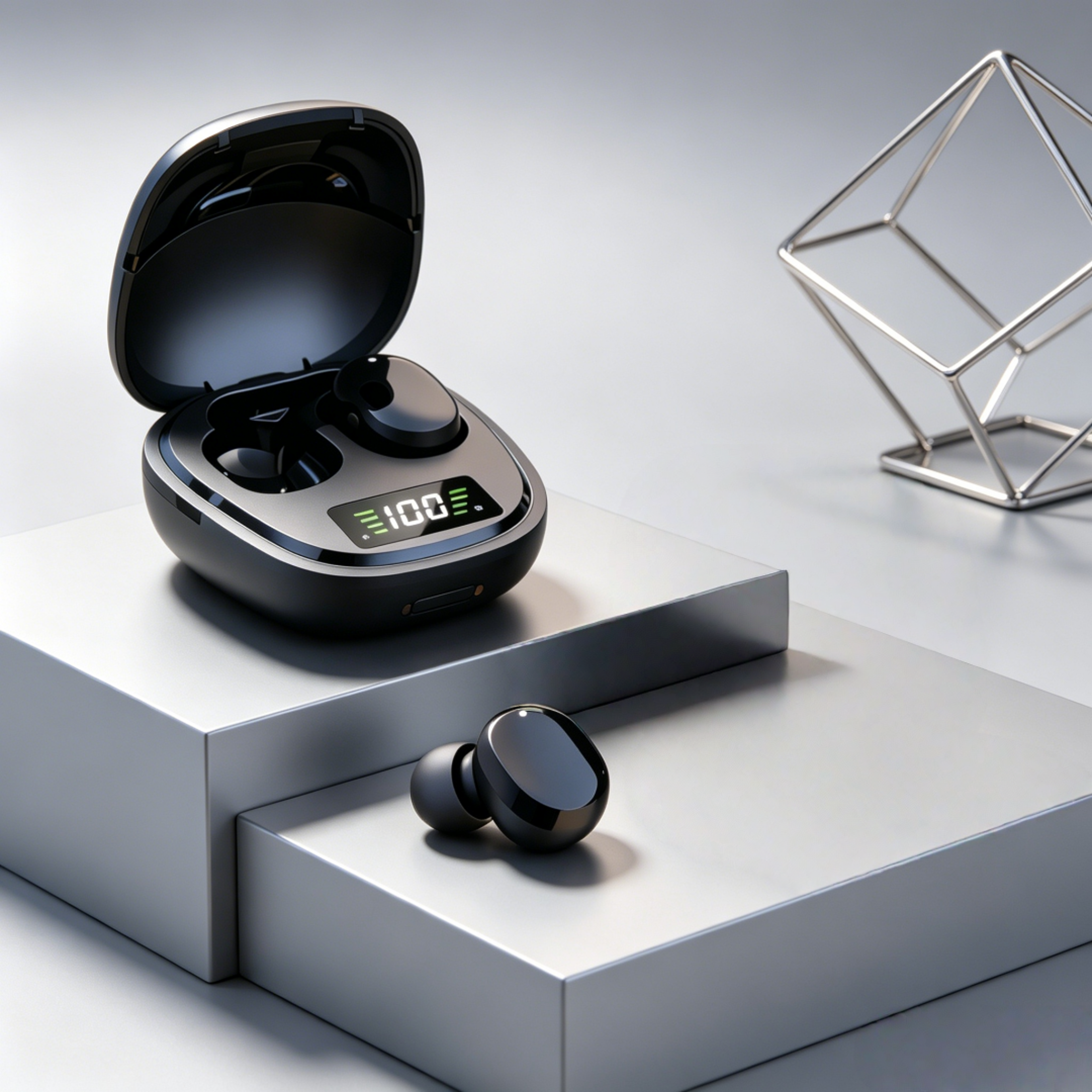 wireless earbuds with digital display charging case waterproof bluetooth headphones