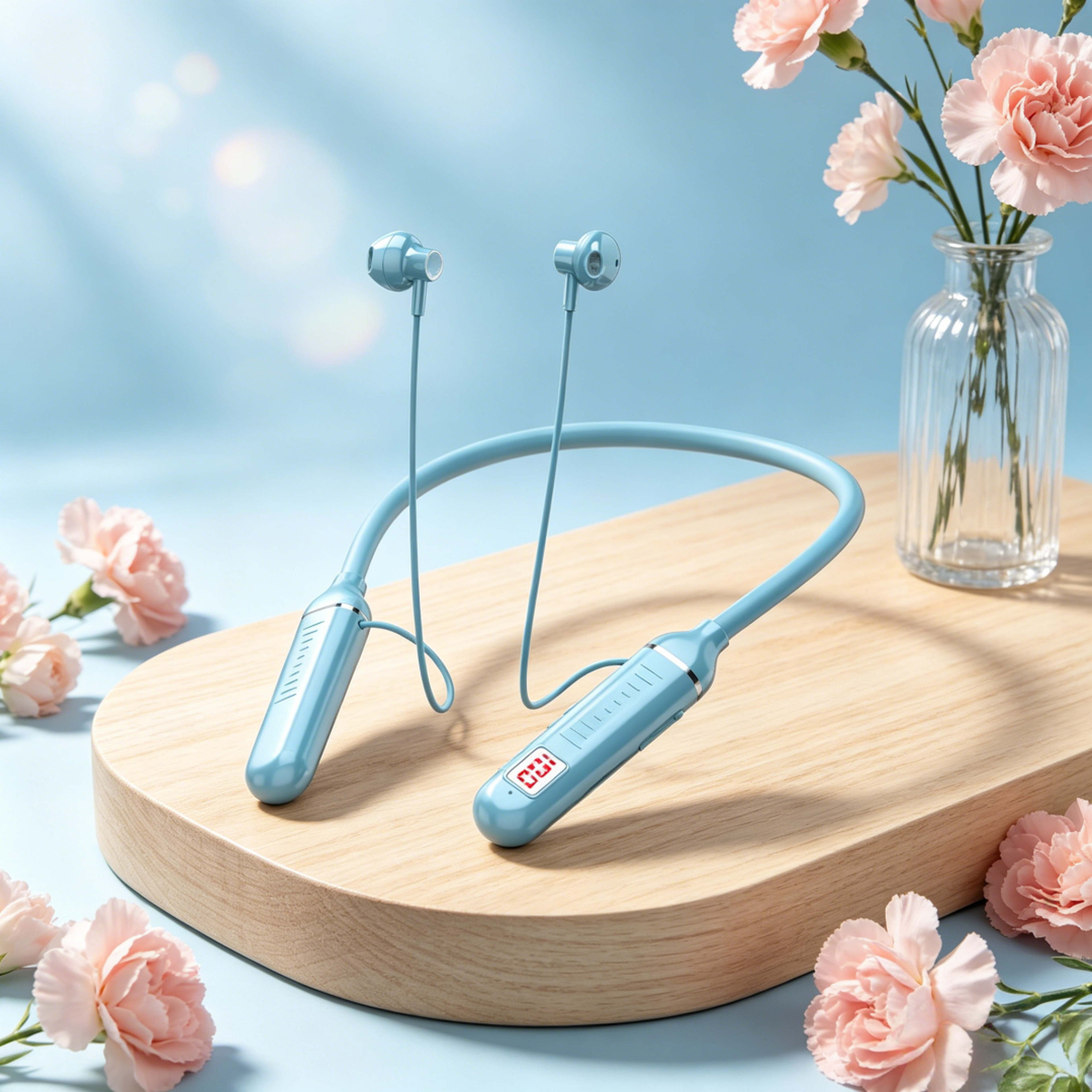 bluetooth neckband headphones with led display and tf card support