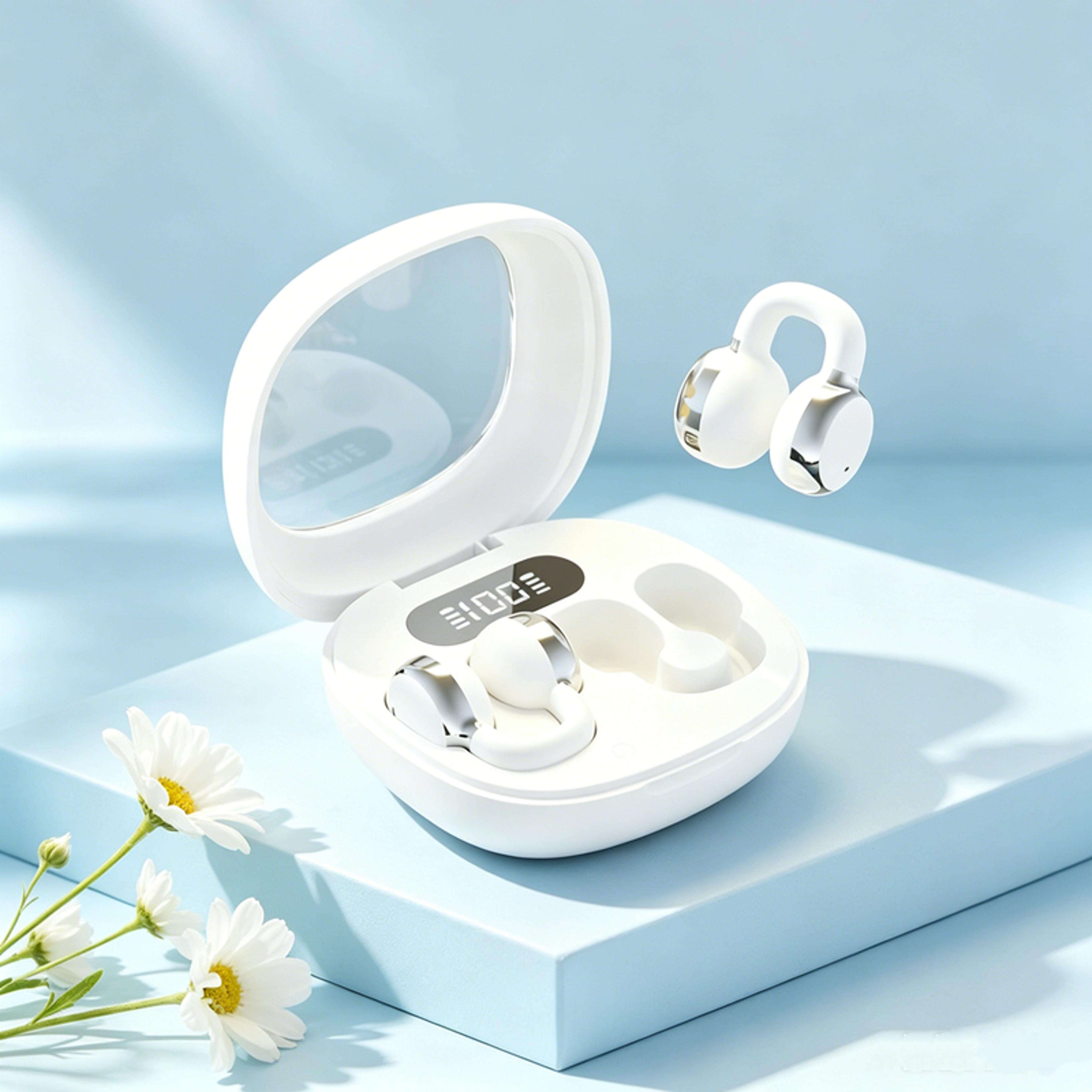 wireless bluetooth headset with digital display stereo earbuds for smartphones