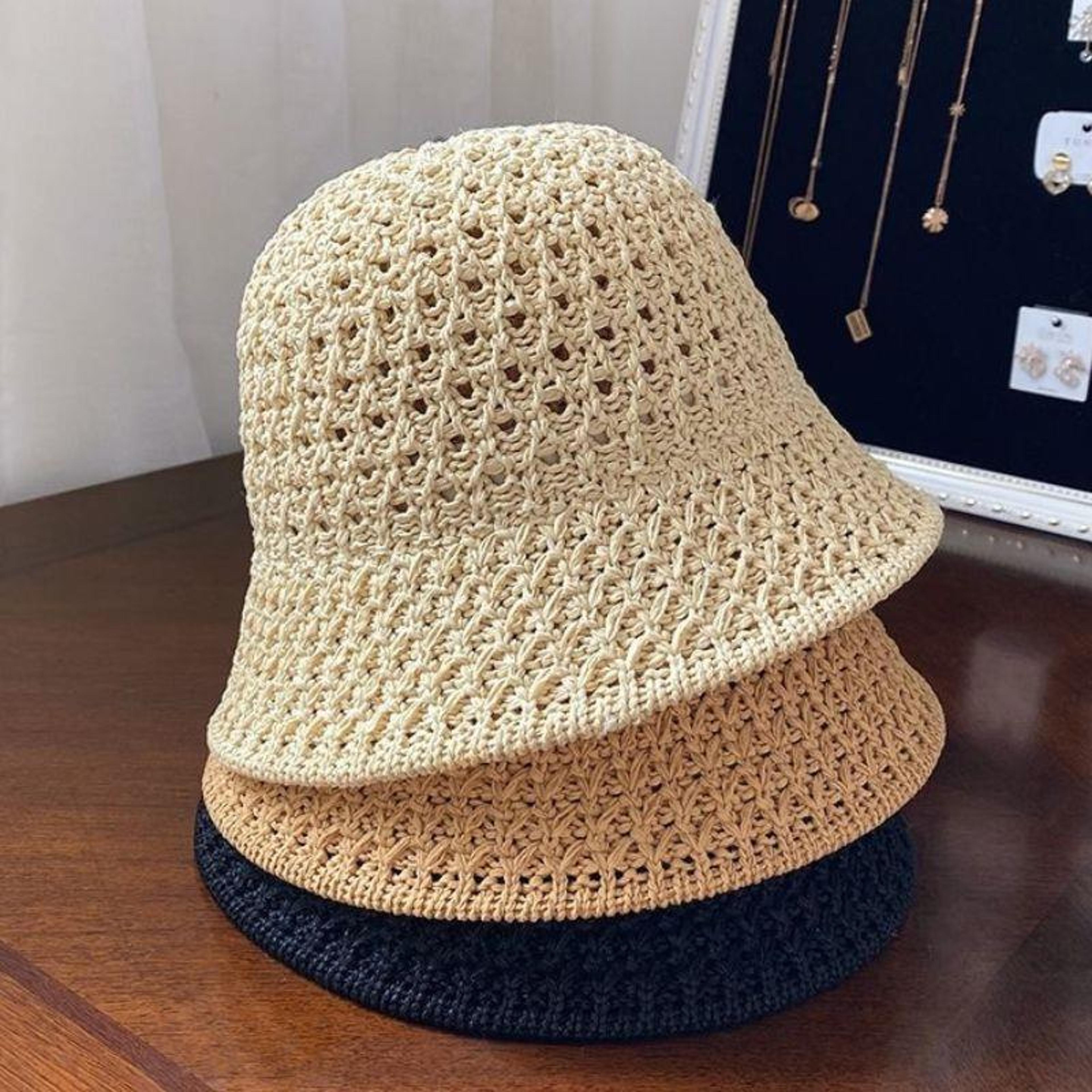 women wide brim straw bucket hat summer beach sun visor hat