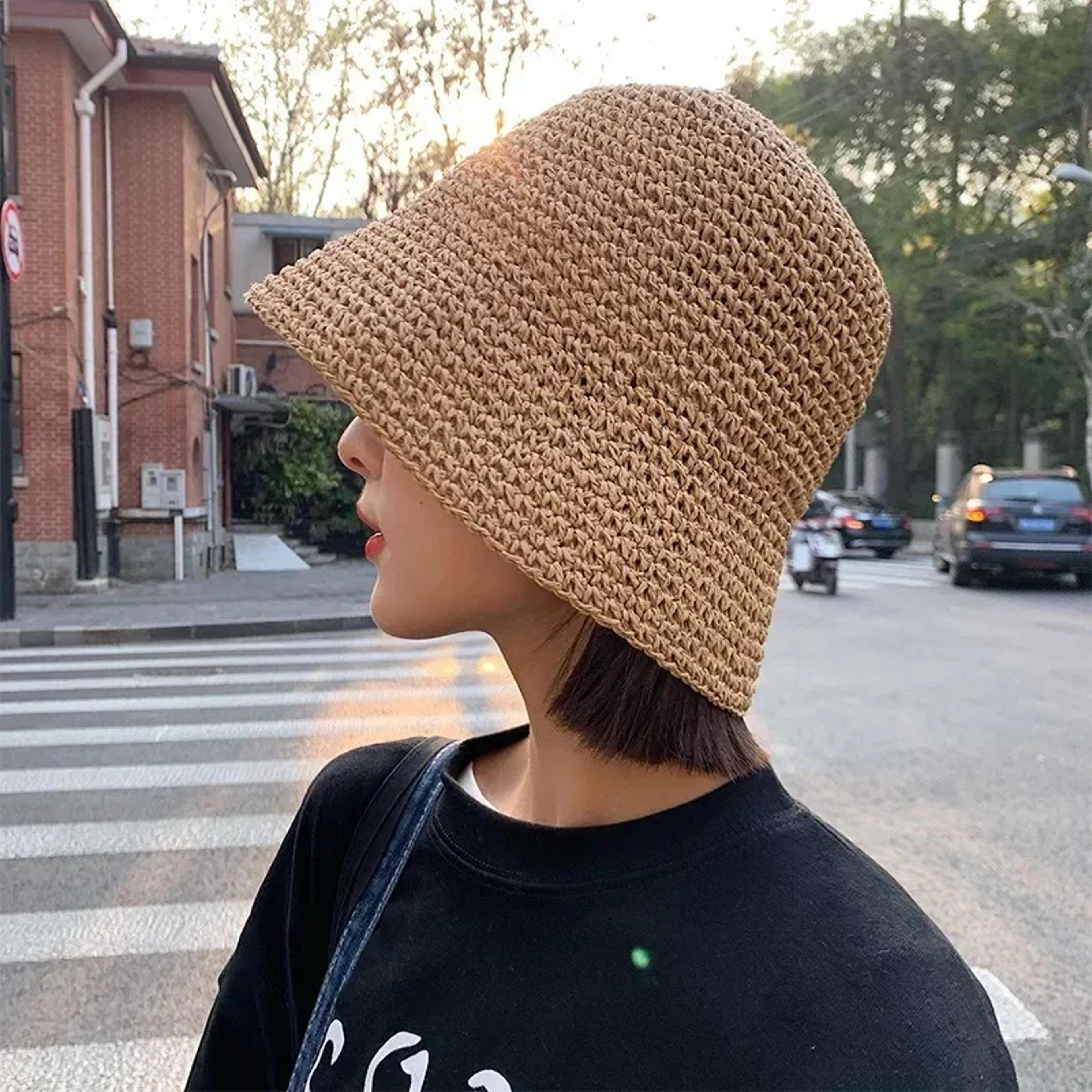 women straw hat wide brim beach sun hat summer woven visor bucket hat