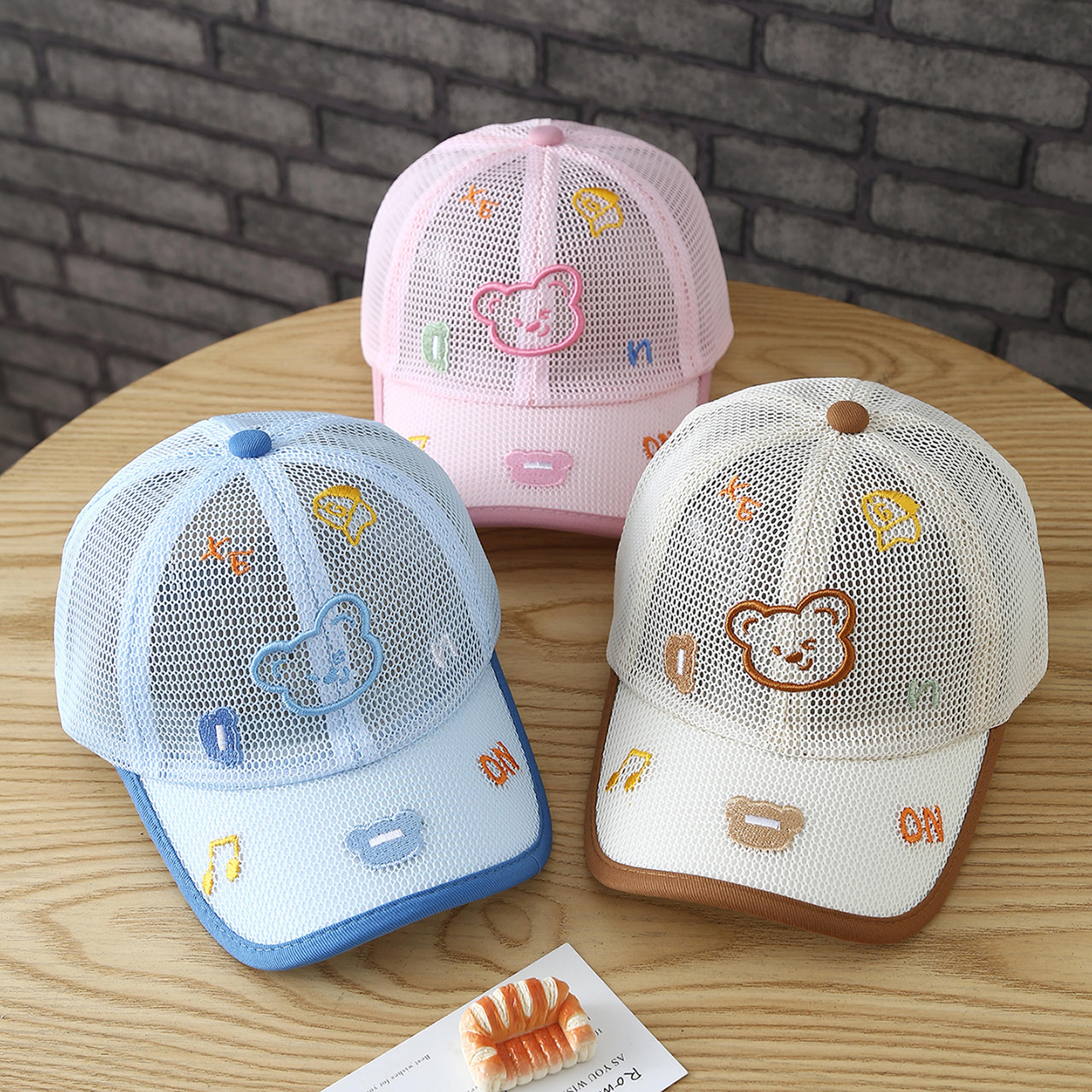 cute bear baby baseball cap breathable kids sun hat for boys girls