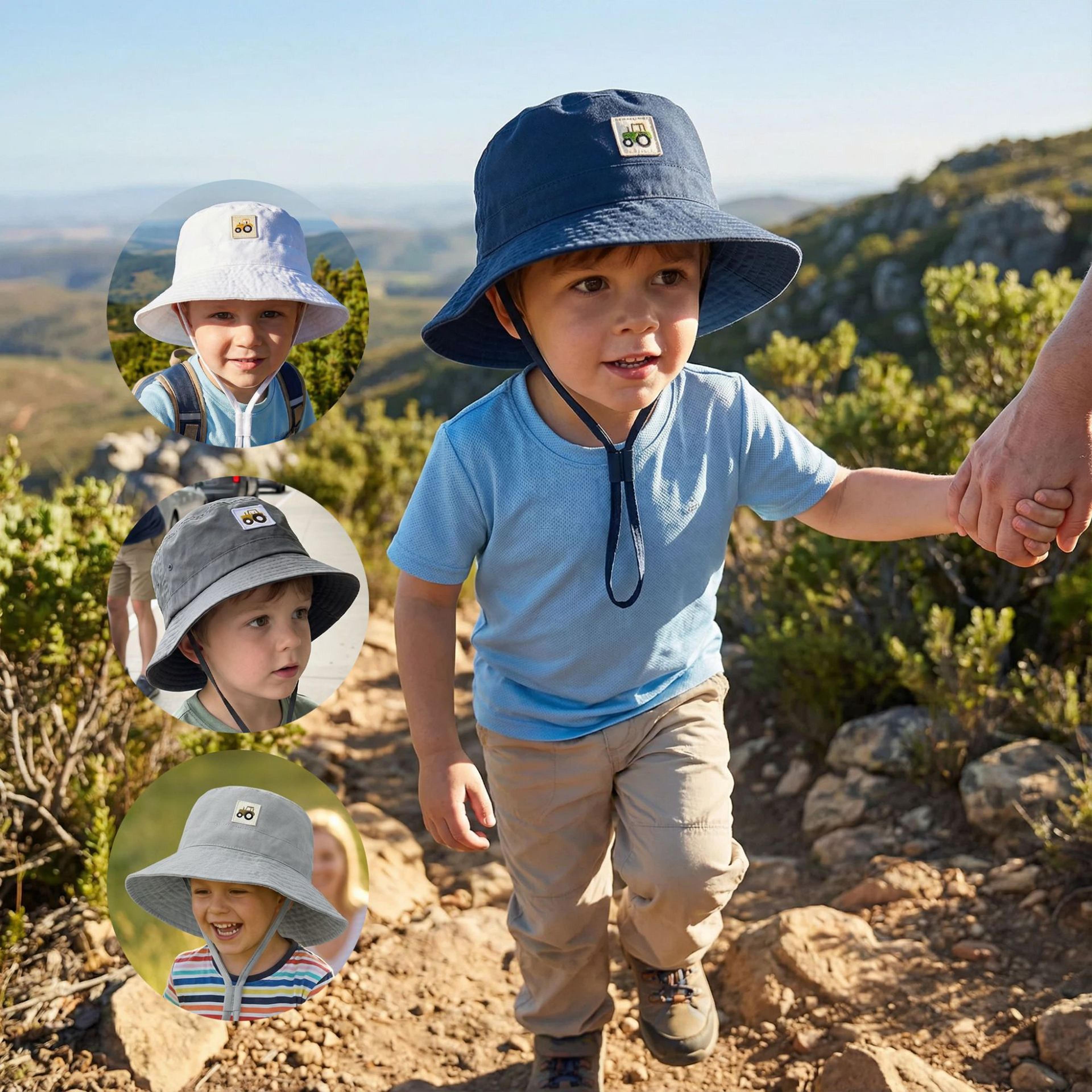 kids embroidered patch bucket hat for baby and children
