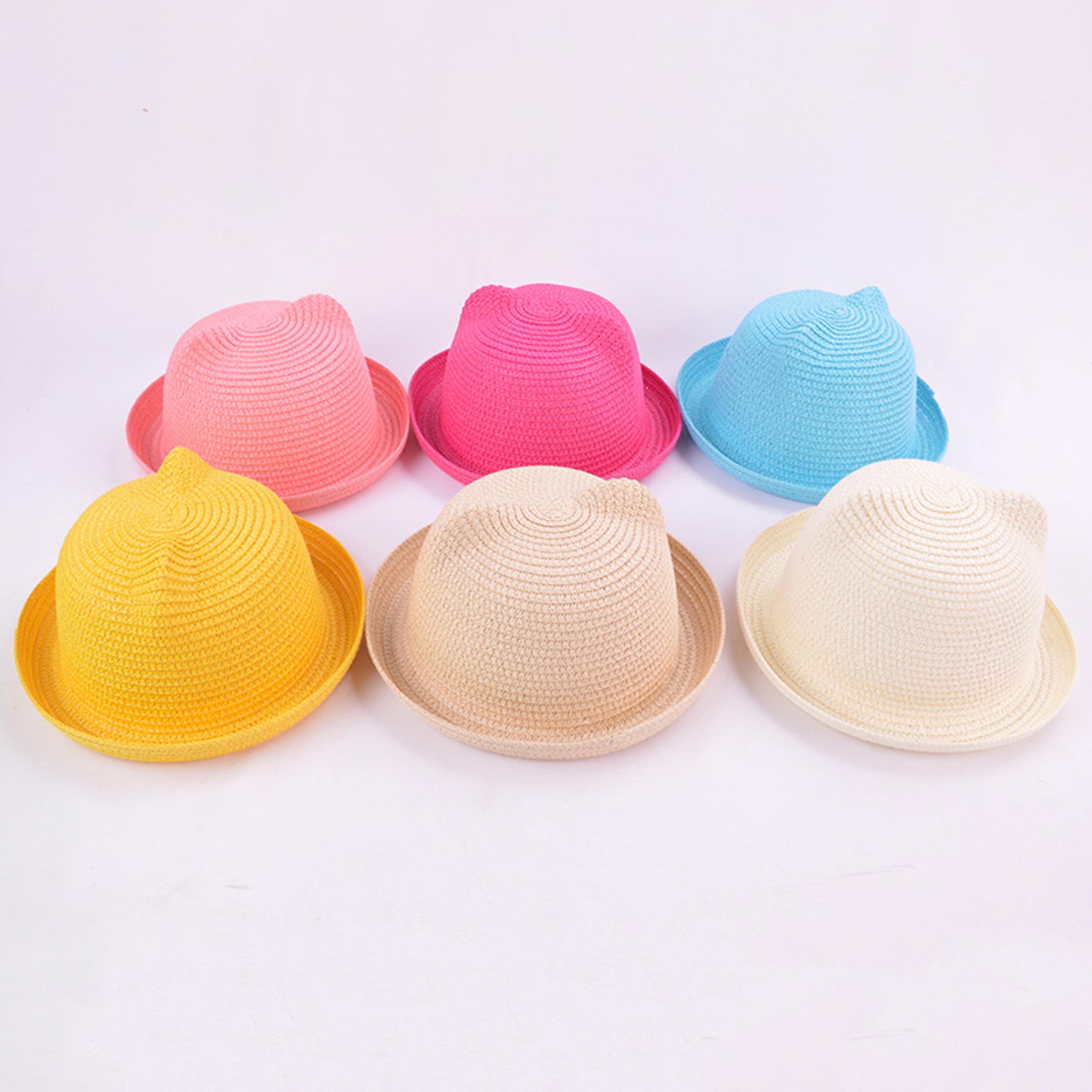 toddler straw sun hat with elastic rope for beach travel