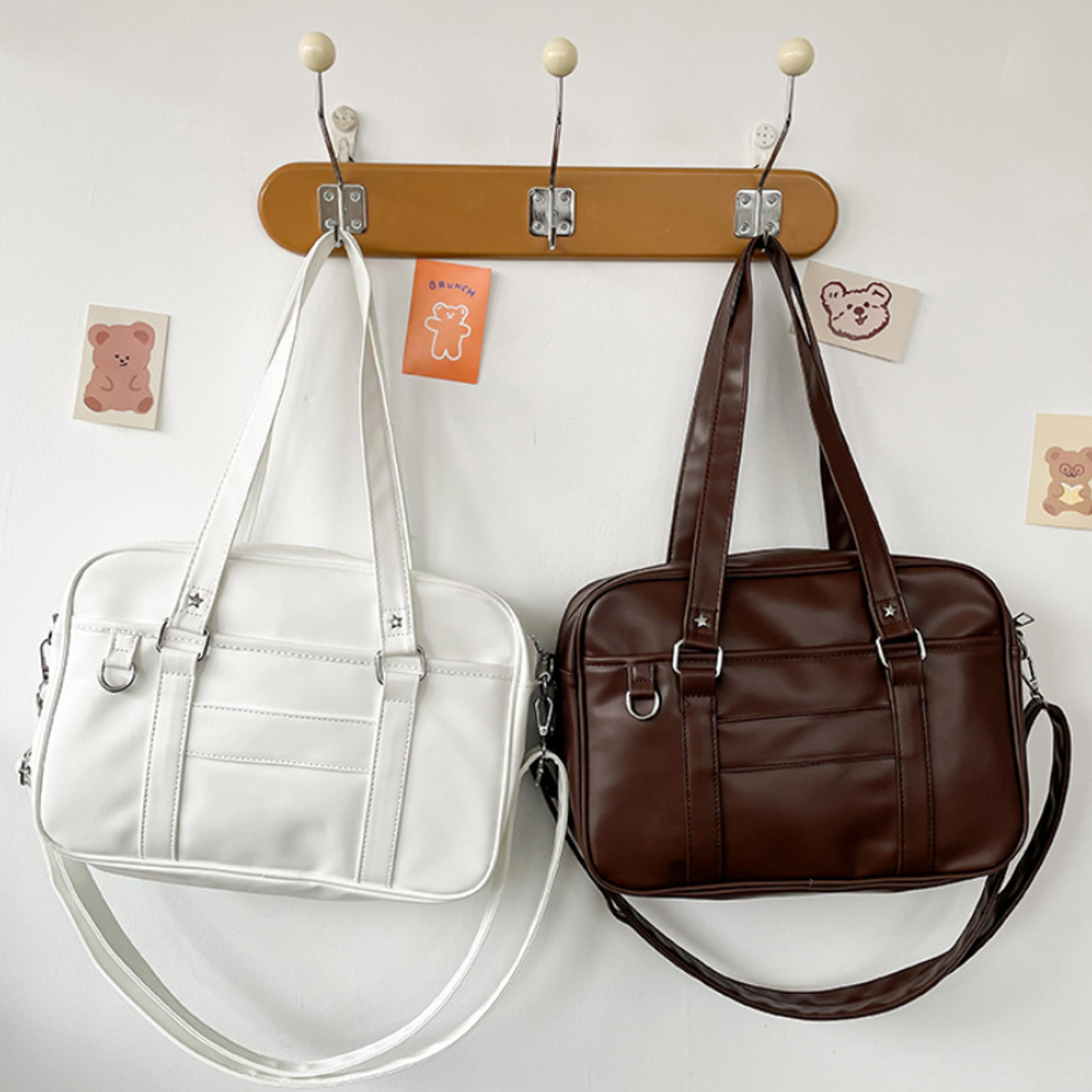 minimalist pu leather crossbody school shoulder bag for women simple uniform itabag handbag