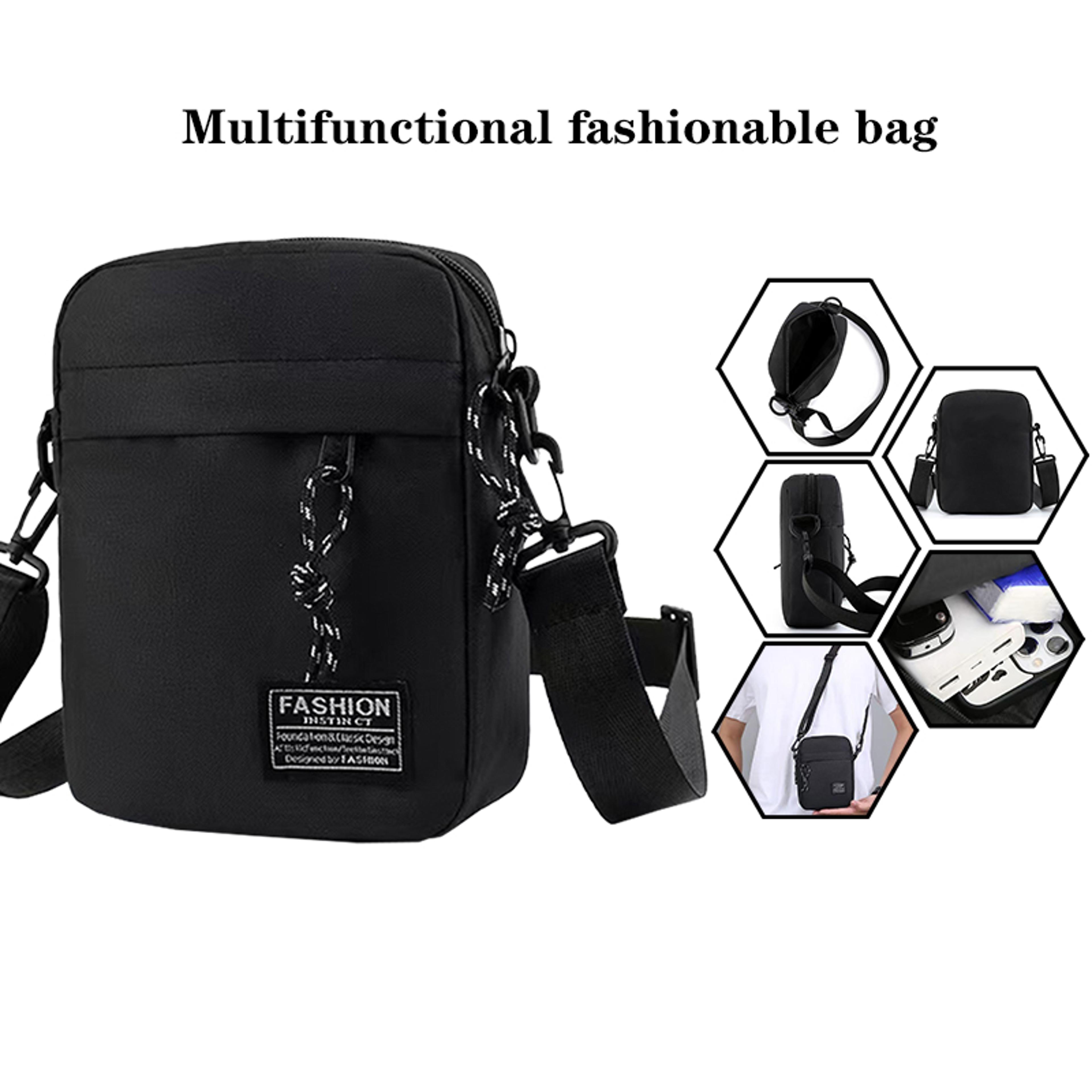 minimalist nylon mens crossbody bag front pocket daily commute sling shoulder bag