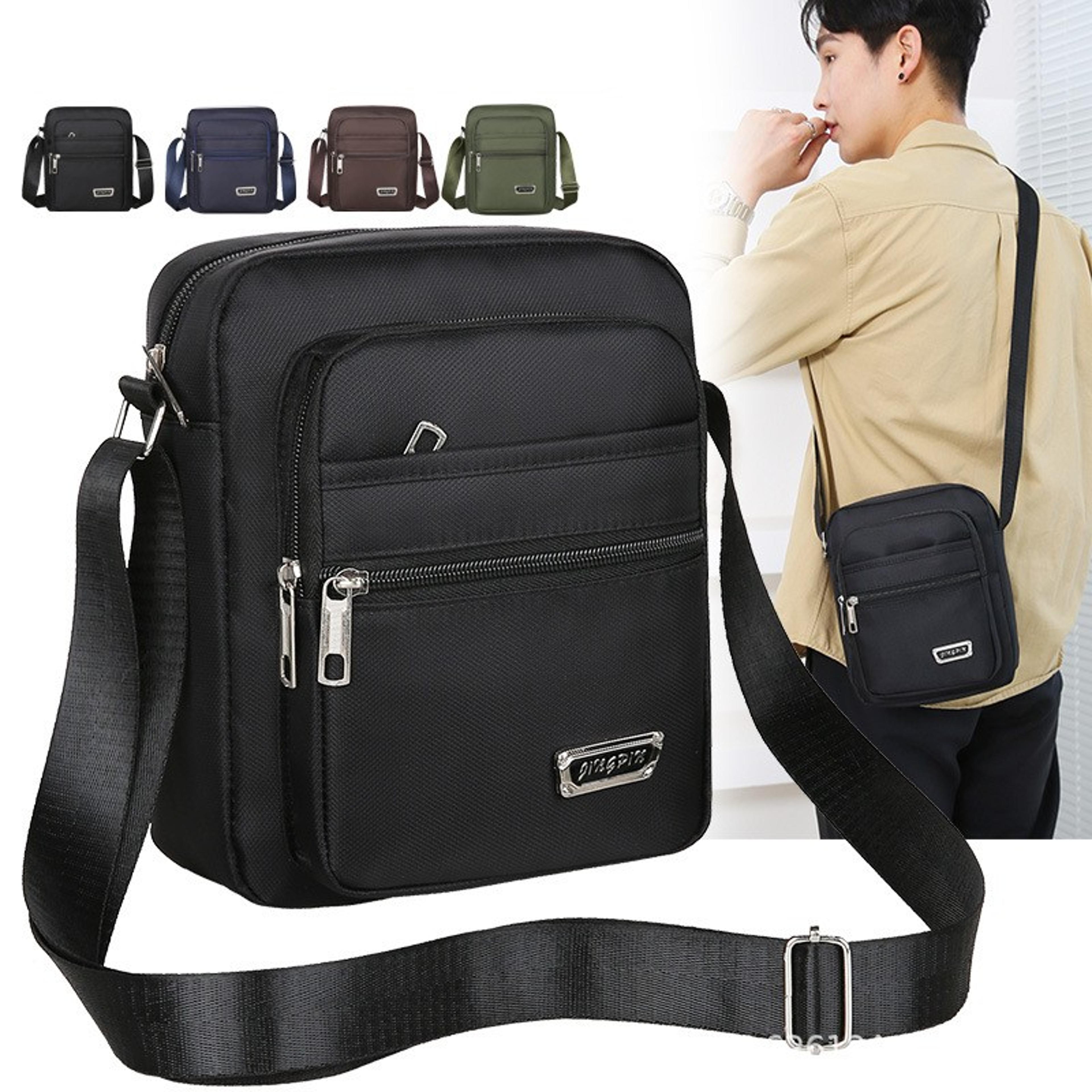 men nylon messenger crossbody bag lightweight casual travel shoulder bag with zipper pockets