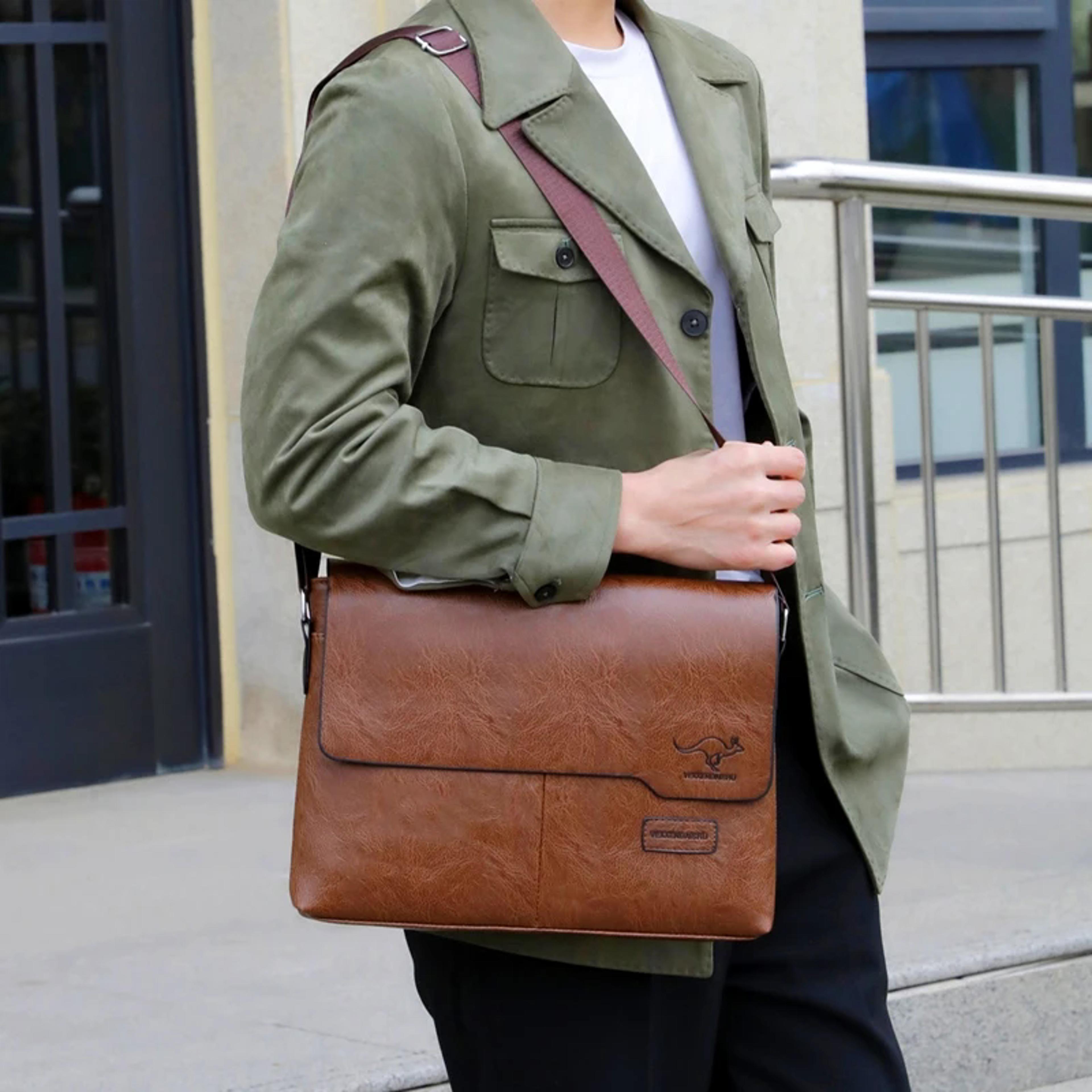 luxury leather men messenger bag for ipad leather crossbody bag business shoulder bag large capacity work briefcase