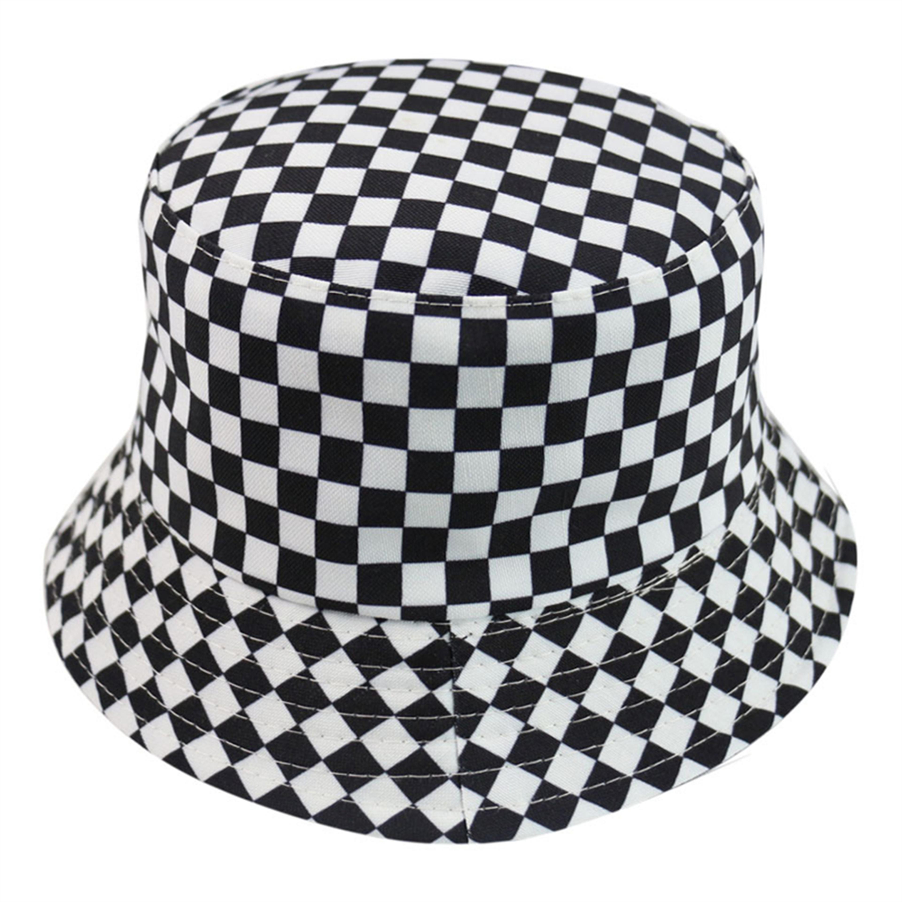 red white plaid cotton bucket hat unisex fisherman sun hat casual streetwear cap
