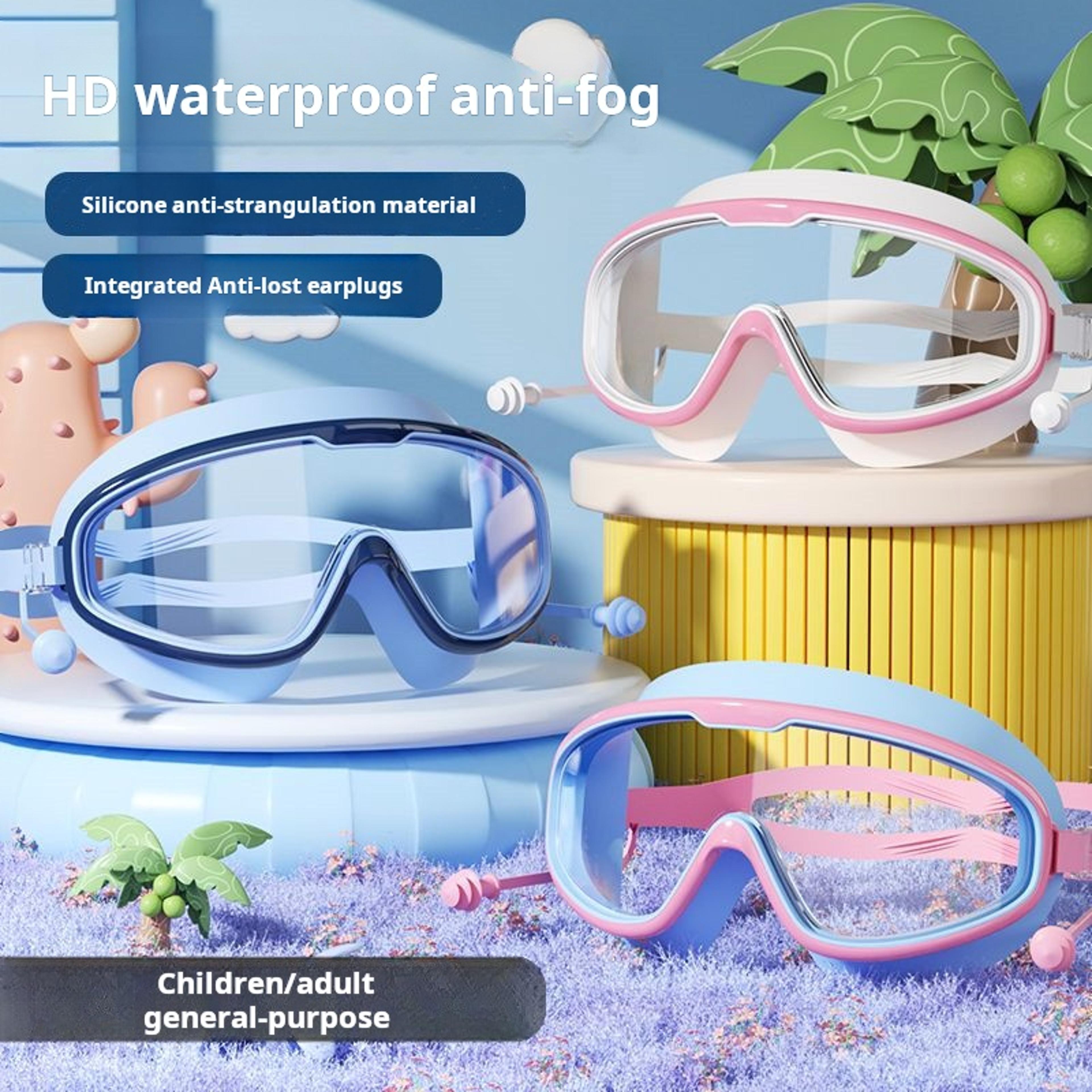 kids anti fog swim goggles with earplugs for clear waterproof vision