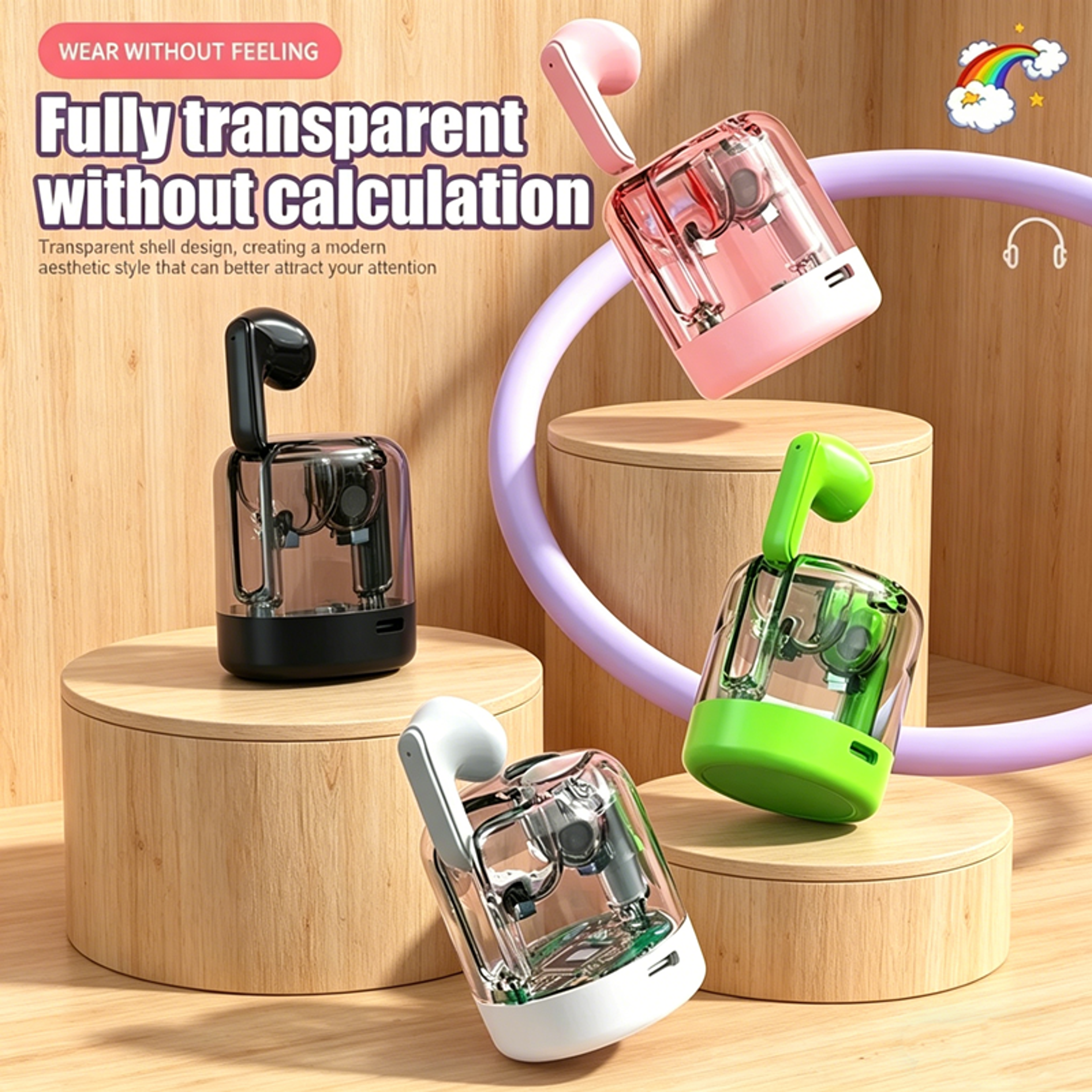 bluetooth wireless earbuds with noise cancelling bass sound