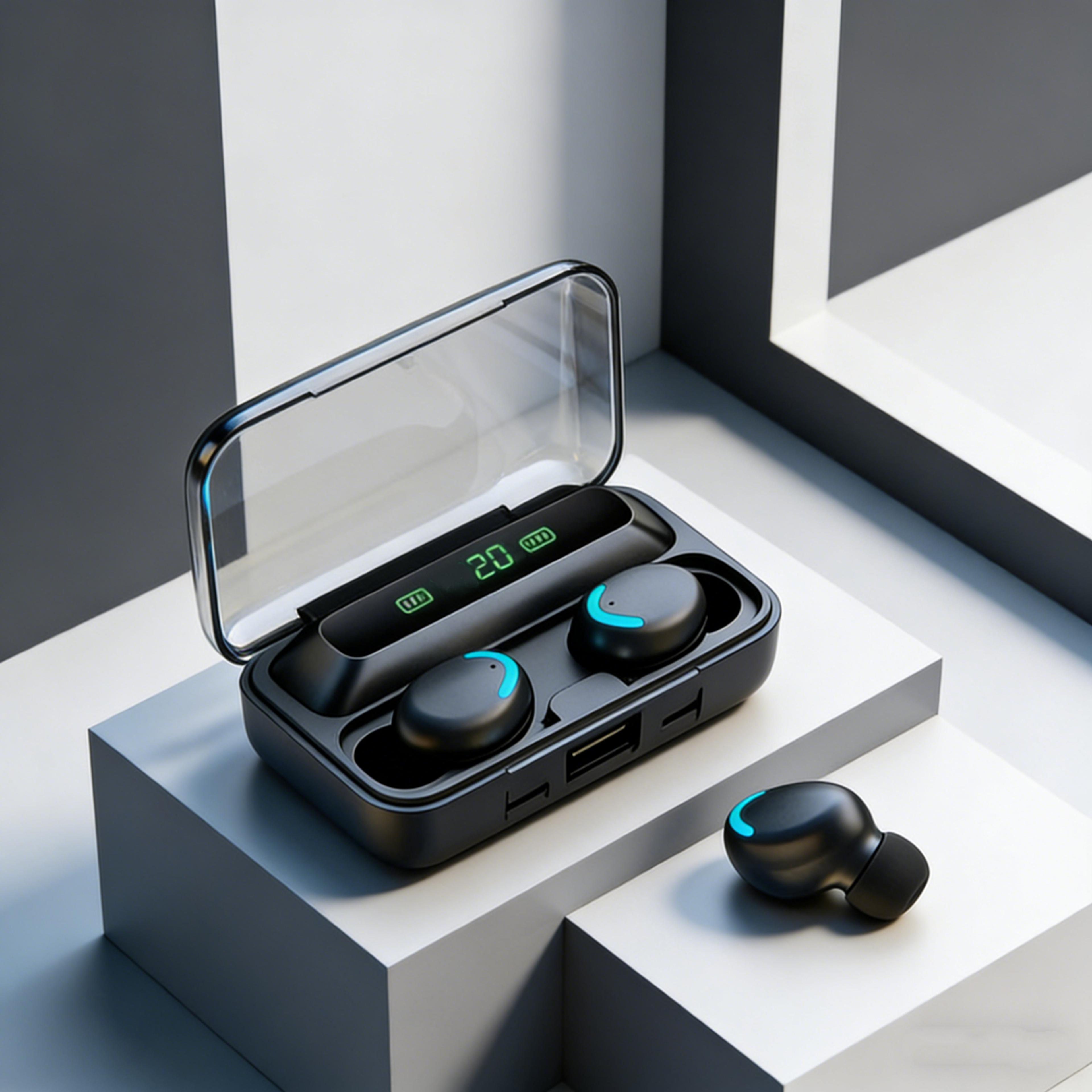 stereo wireless earbuds with touch control and sport bass