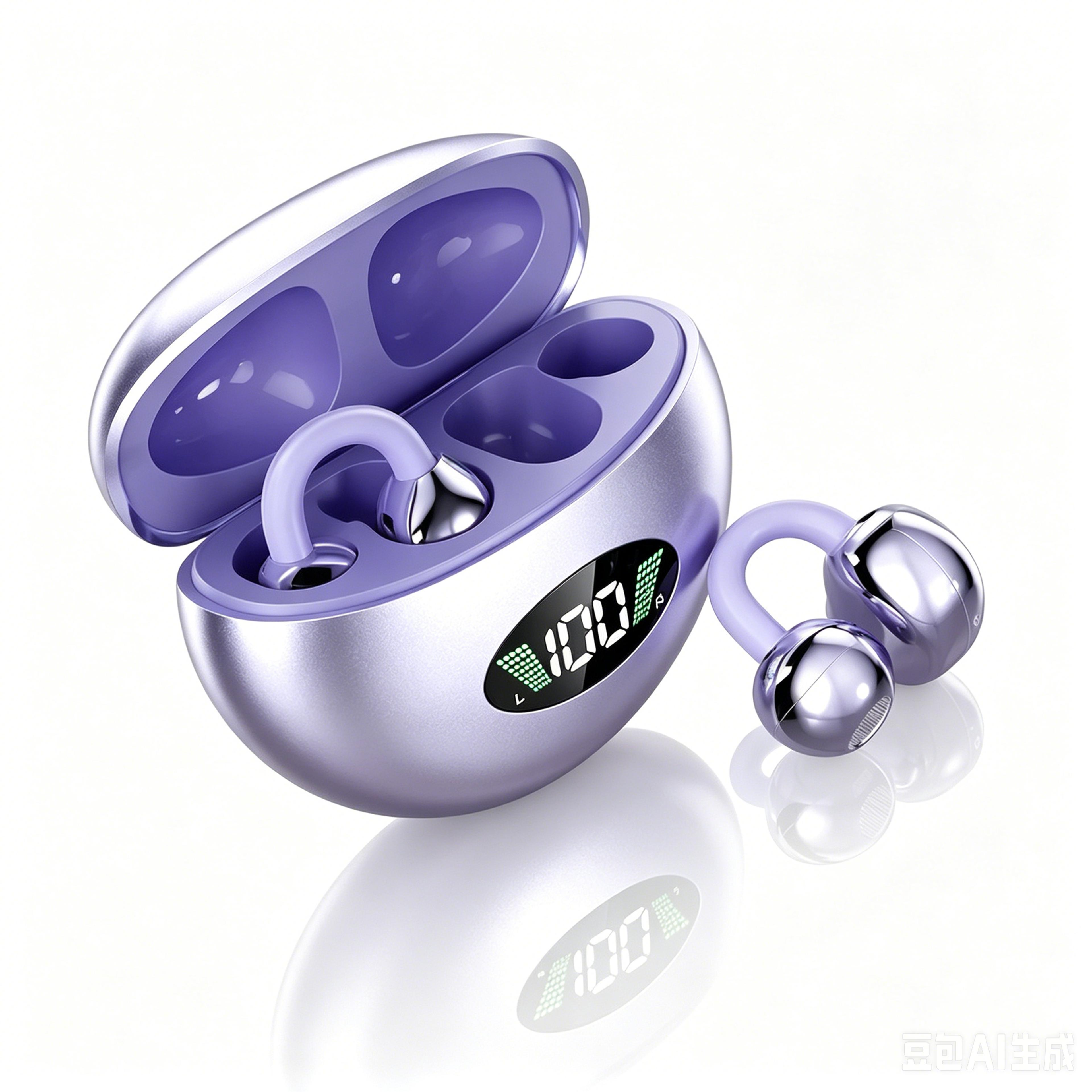clip on wireless earbuds with bluetooth open ear fit and digital display case