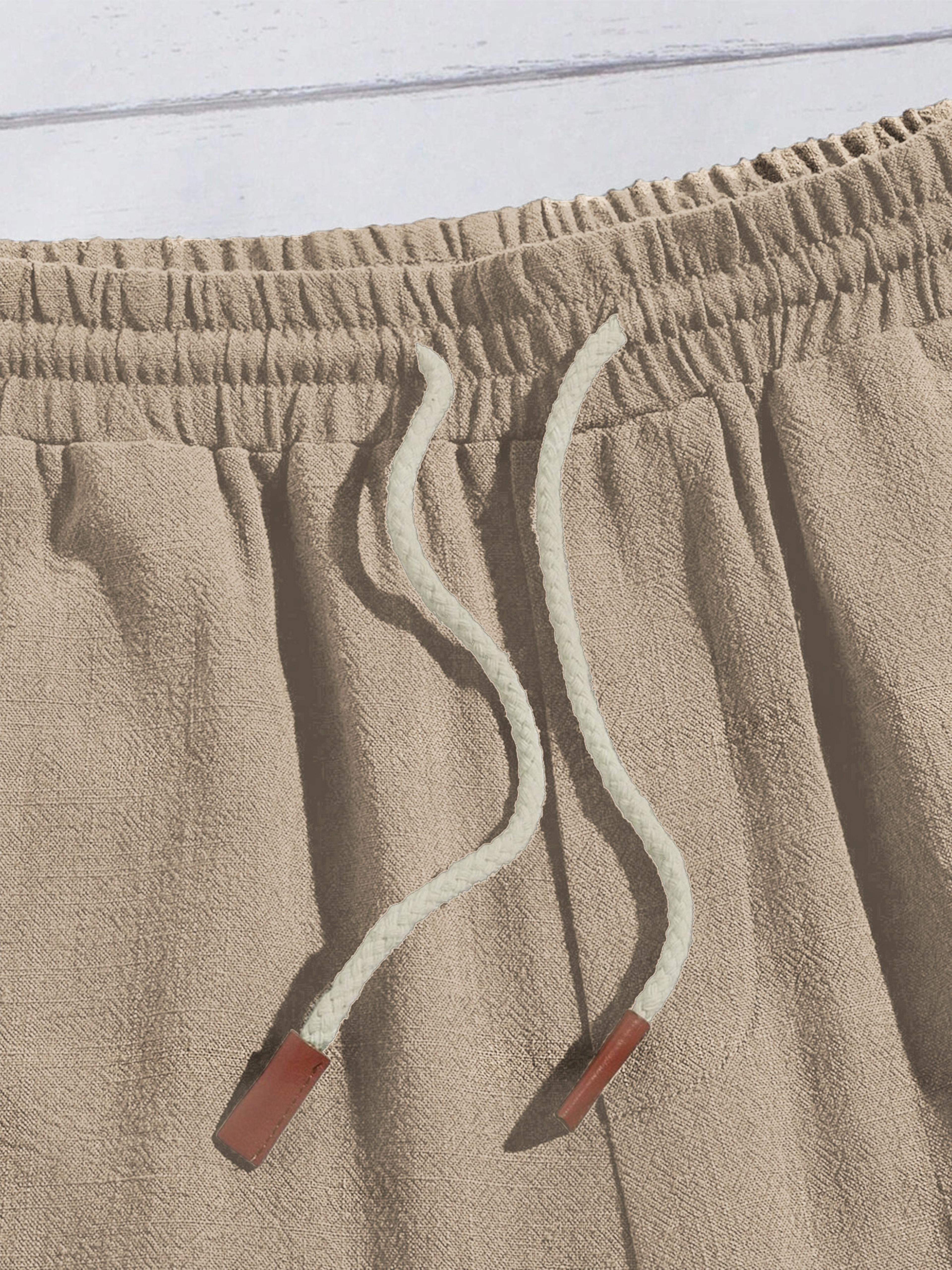 mens cotton linen beach shorts breathable summer casual shorts