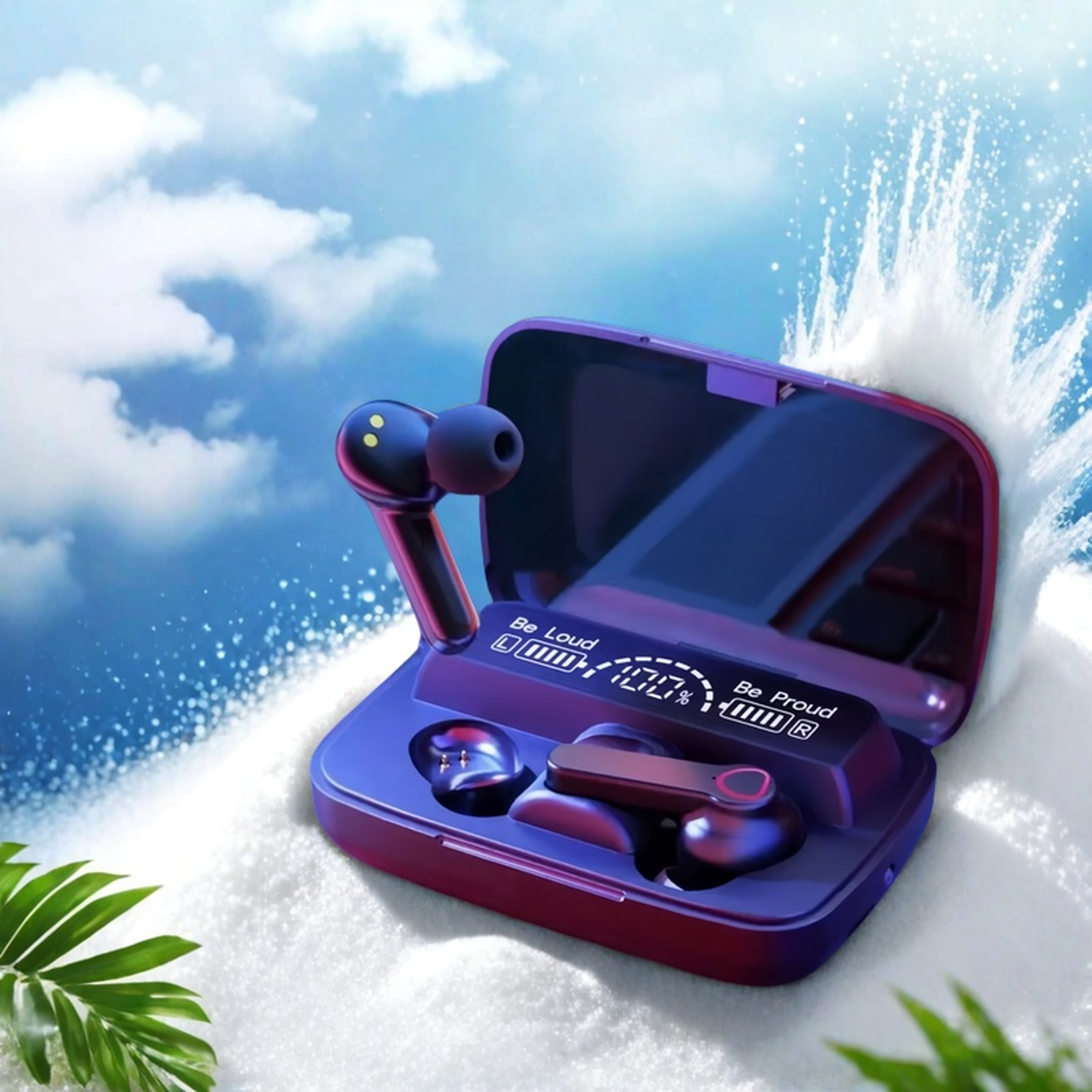 tws wireless bluetooth earbuds with touch control waterproof headphones with led display and mic