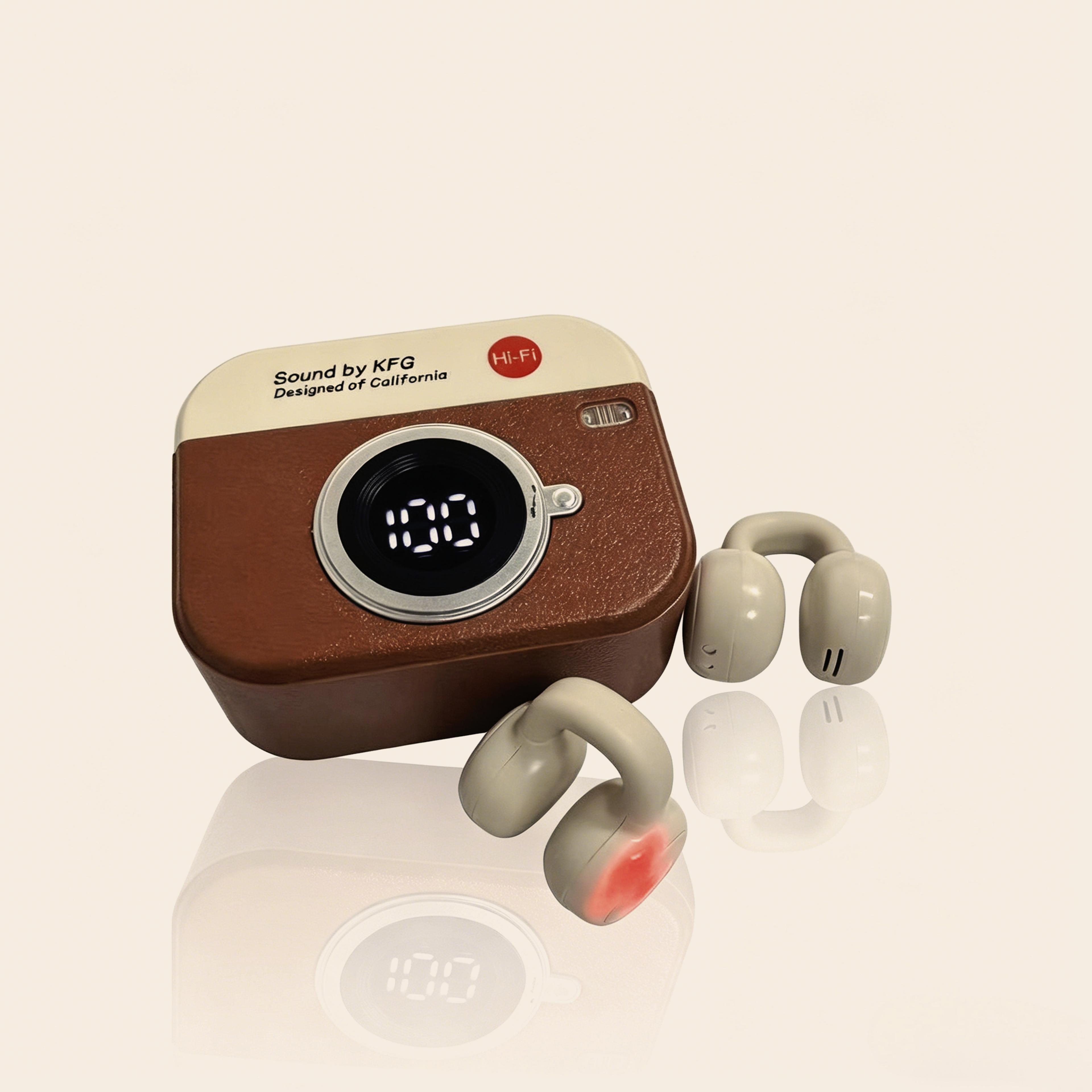 wireless ear clip bluetooth cartoon headphones open ear stereo earphones with display case