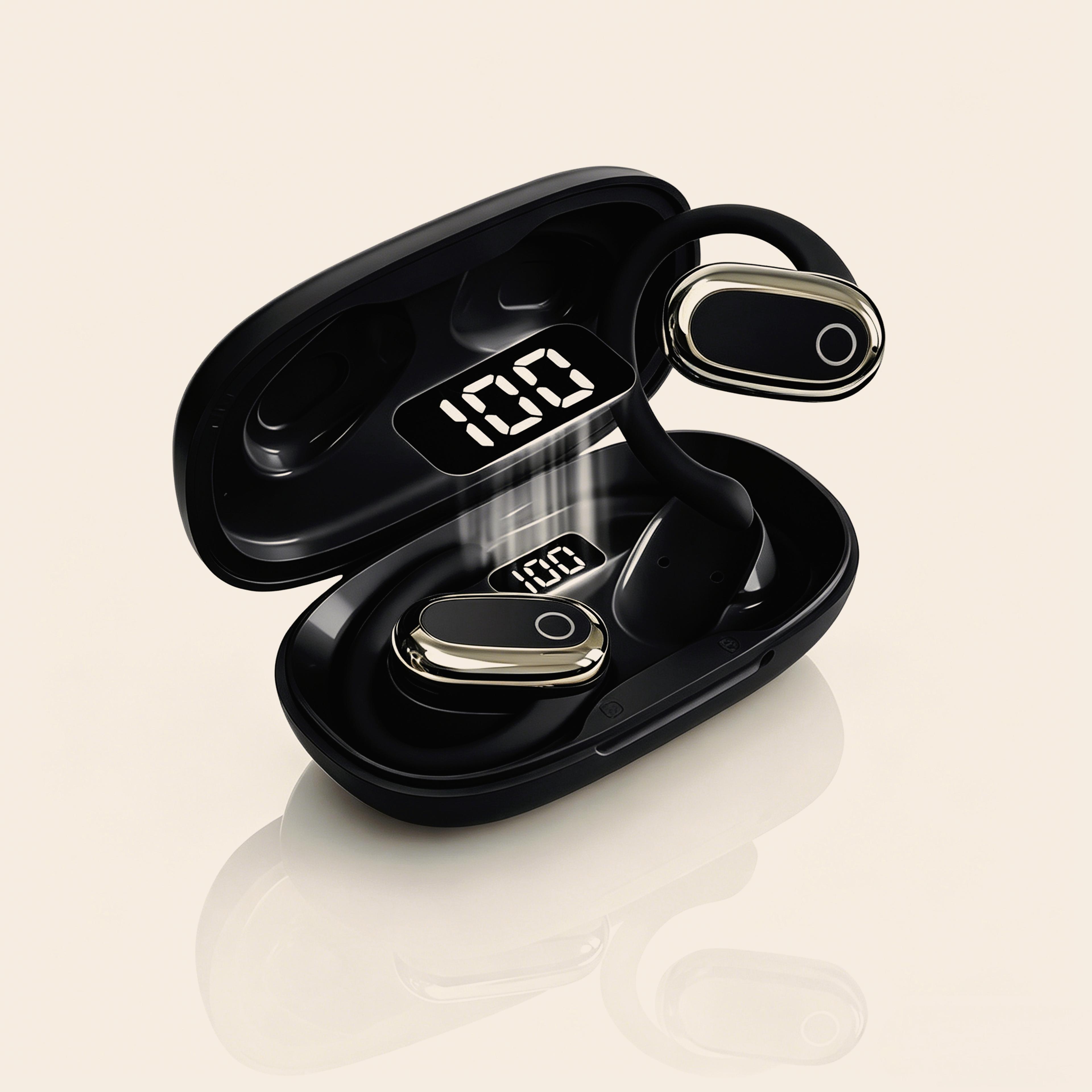 wireless bluetooth open ear headphones adjustable rotatable headset with mic