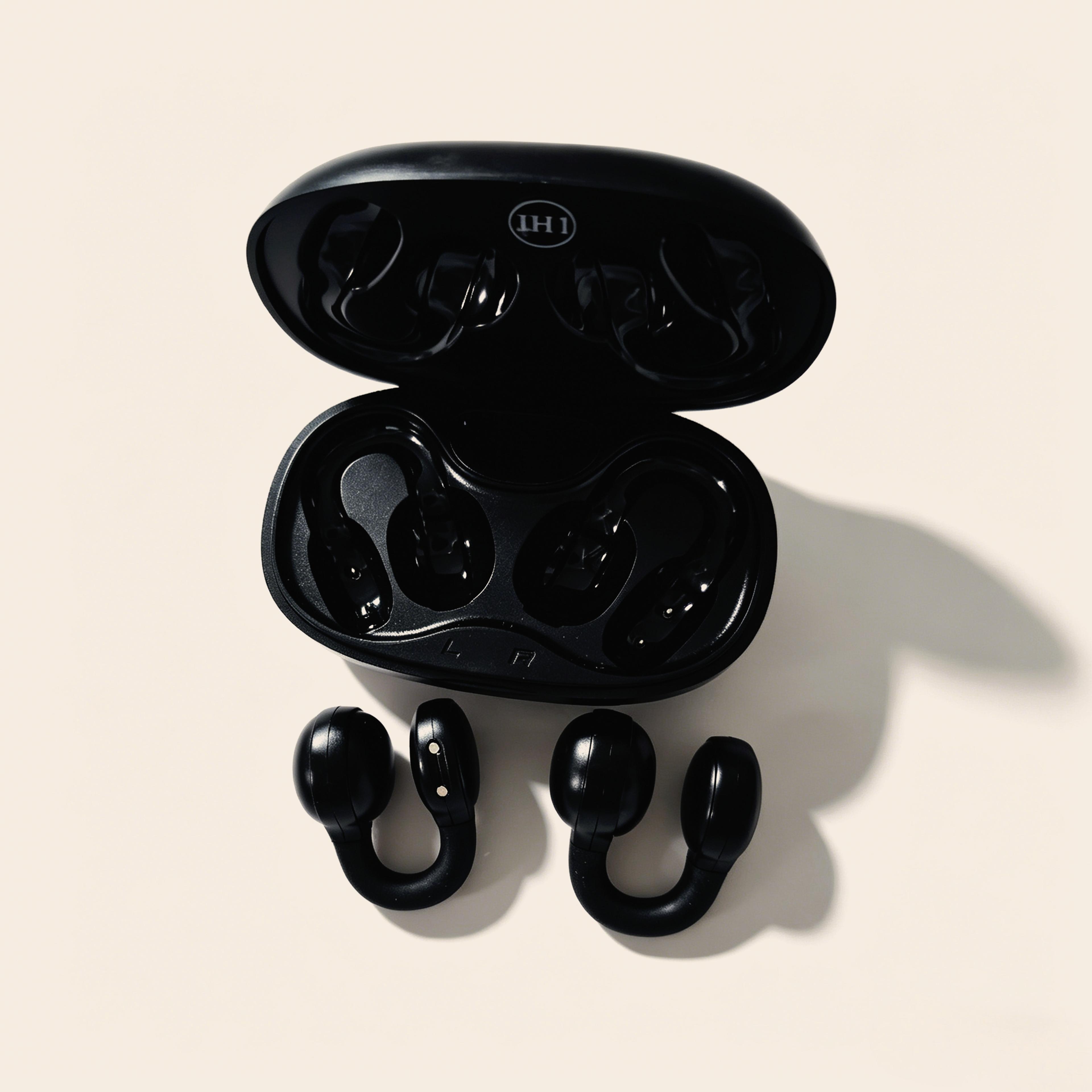 wireless ear clip earbuds open ear bone conduction bluetooth headphones with low latency gaming mode