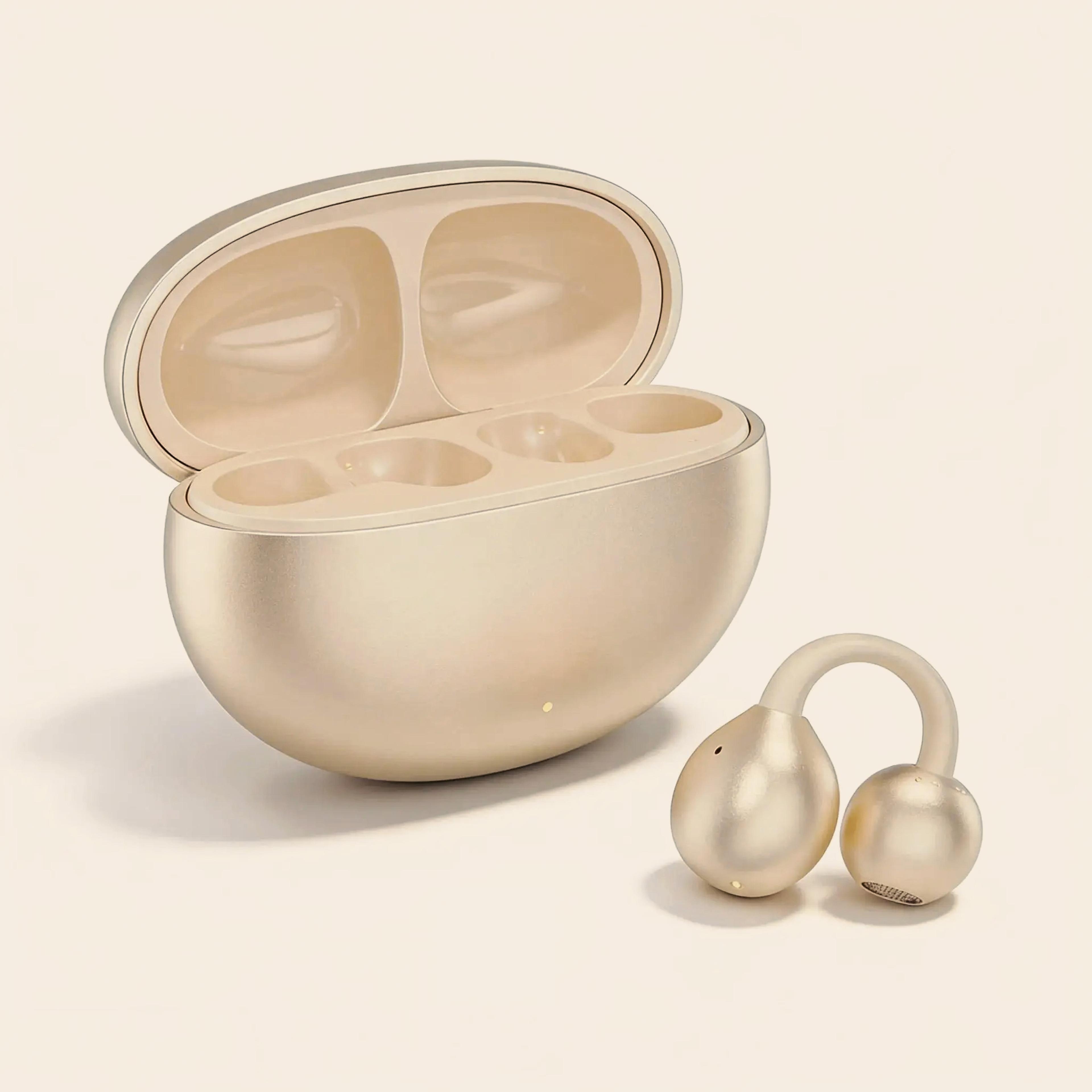 wireless bluetooth headphones open ear clip earbuds with noise cancellation touch control mic